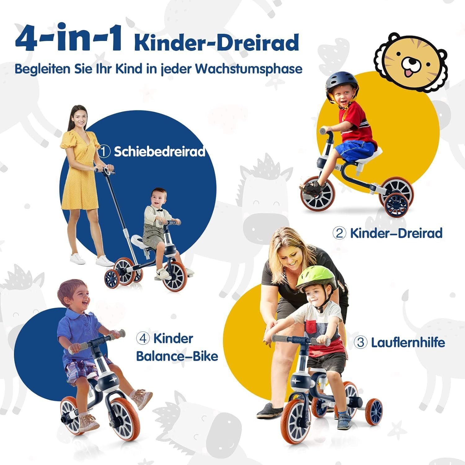 KOMFOTTEU Dreirad Kinder Balance Fahrrad, 4-Rad-Laufrad günstig online kaufen