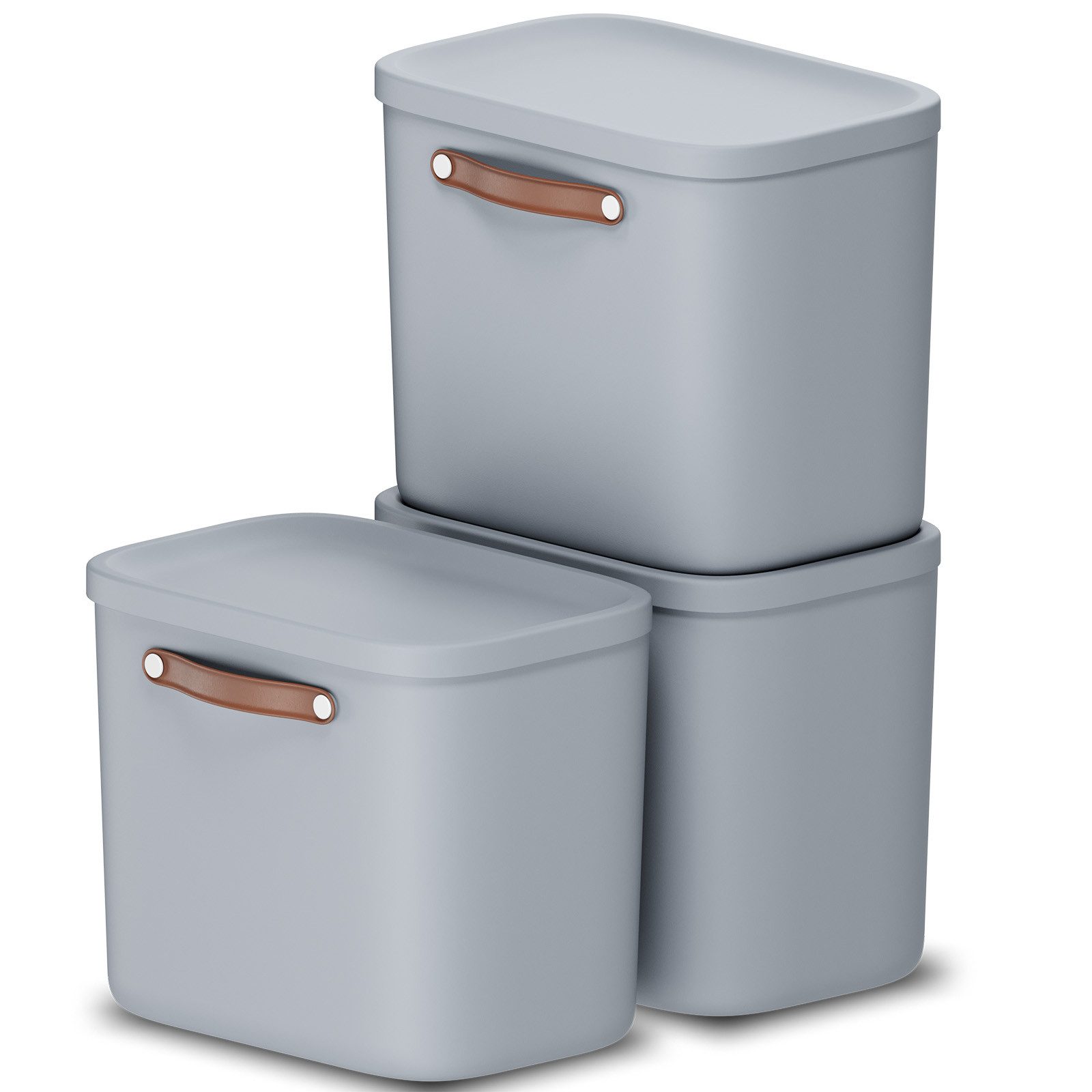 Stapelbox 3er-Set Kiste mit Deckel Maloja 25l