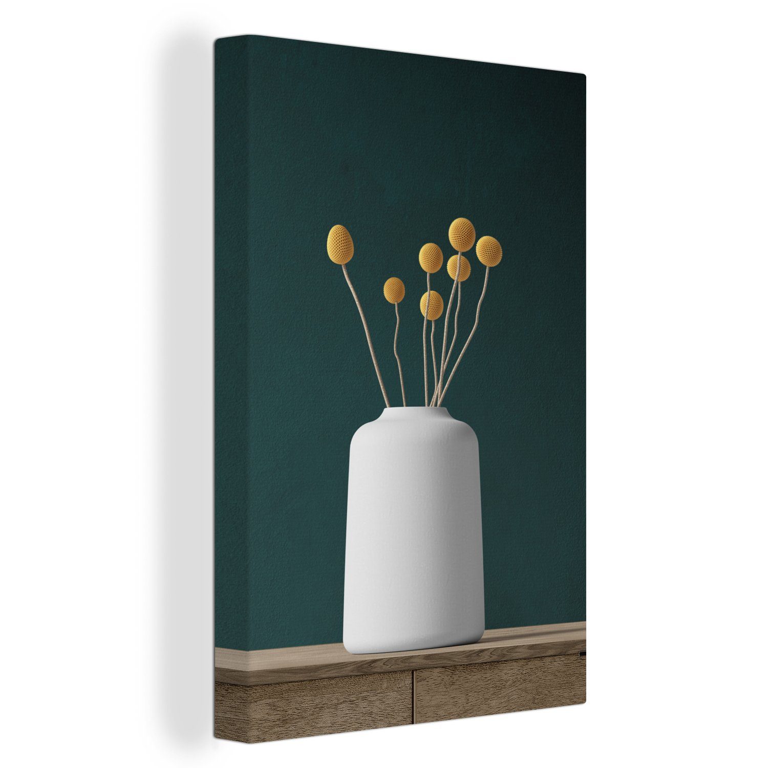 OneMillionCanvasses® Leinwandbild Blumen - Vase Zackenaufhänger, fertig cm Leinwandbild (1 - Stilleben, 20x30 bespannt St), inkl. Gemälde
