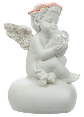 NO NAME LED Dekofigur Engelfigur mit Rosenkranz im Haar und einer LED-Kugel in der Hand, LED fest integriert, LED