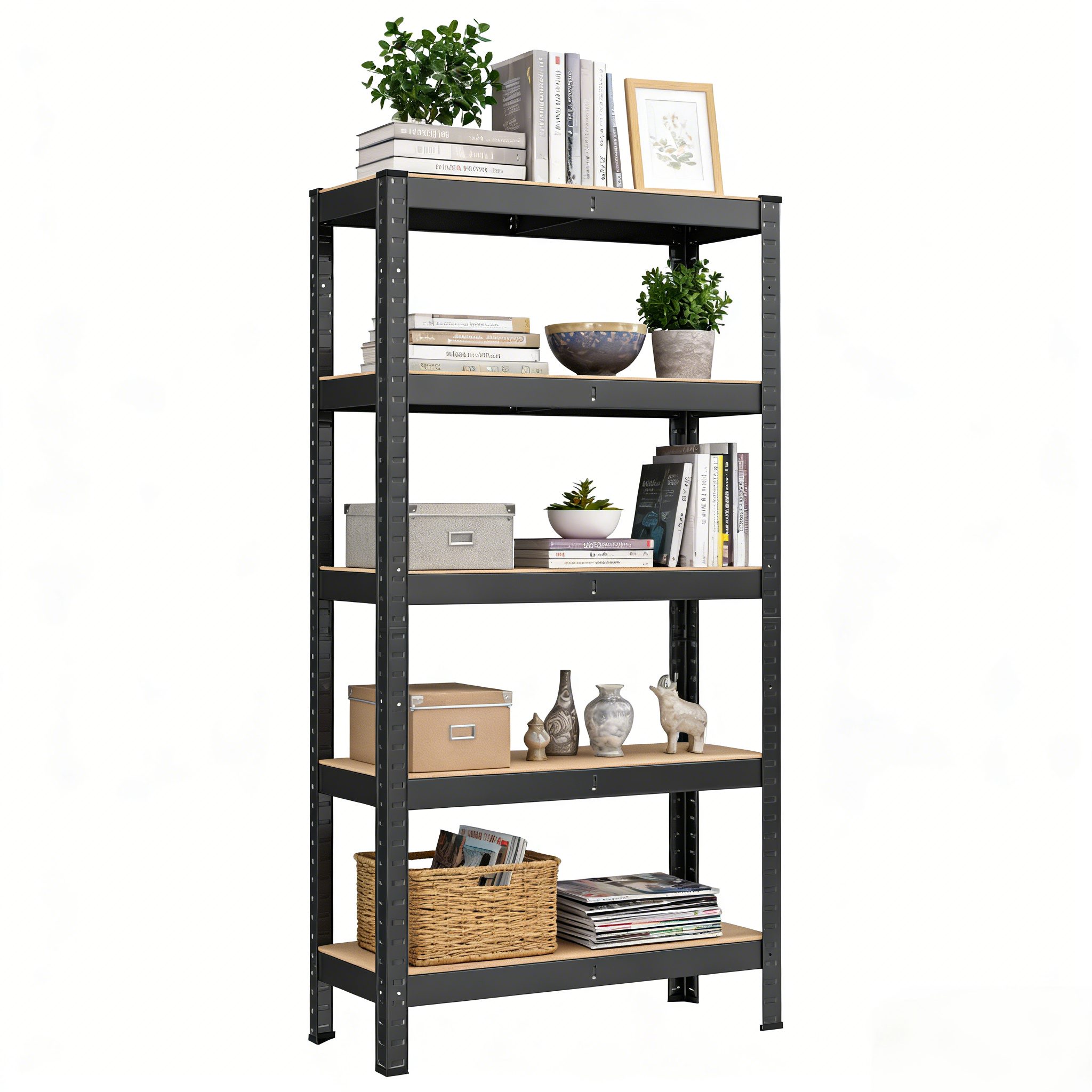 SONGMICS Standregal Schwerlastregale, 1-tlg., 150 x 75 x 30 cm, bis 650 kg belastbar, 5 verstellbare Ablagen