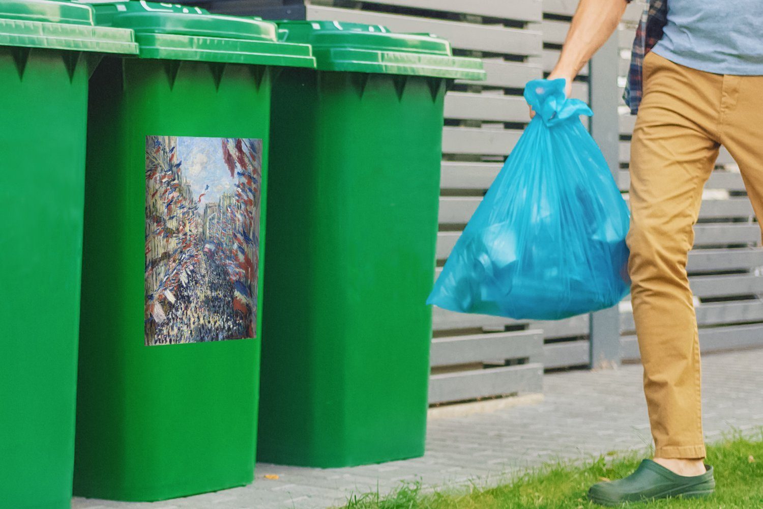 Sticker, - Abfalbehälter Montorgueil von Mülltonne, Mülleimer-aufkleber, Paris Rue Container, (1 MuchoWow Wandsticker Gemälde St), in Monet Claude