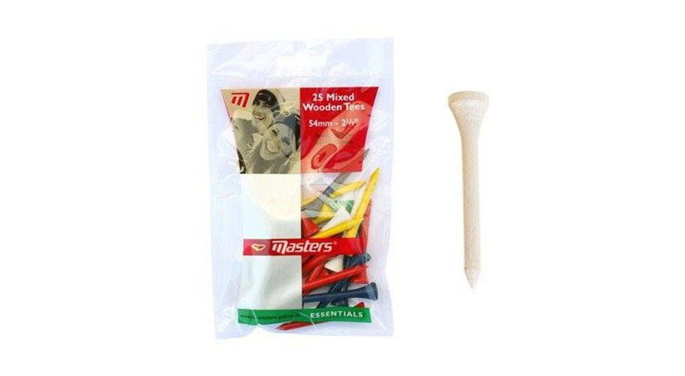 Masters 247 Golftee Masters Golf Holz Tees 2 1/8 54mm Bunt 25 Stück, Holz-Tees I 25 Stück I Bunt