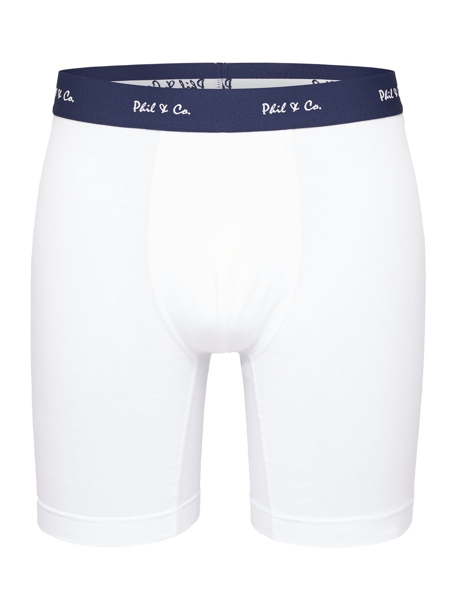 Phil & Co. Langer Boxer Long black Boxer white beige Unterhose (3-St) Retro-Shorts Boxer-Brief Jersey