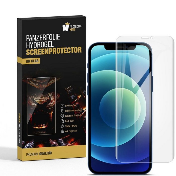 Protectorking Schutzfolie 4x Panzerfolie für iPhone 12 Pro FULL COVER HYDROG (4-Stück 1-Set) Gestochen scharfe HD Ultra Klare Displayschutzfolie