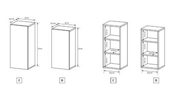 Furnix Wohnwand GLANCI Mediawand Möbel-Set 4-teilig weiß, (Komplett-Set, besteht aus TV Schrank, Wandregal, 2 Hängeschränken und einer Kommode), pflegeleicht, Gesamt: B330 x H133,5 x T45 cm