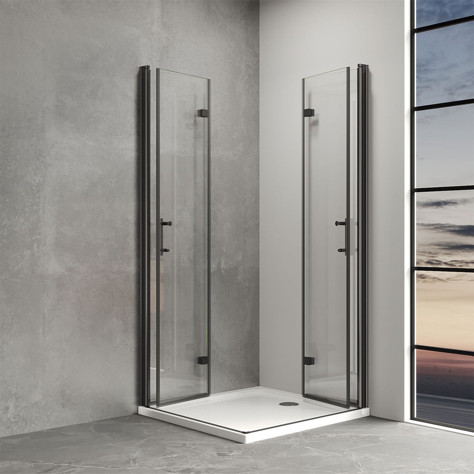 IMPTS Eckdusche Duschkabine Faltbar Falttürkabine, BxT: 75x120 cm, Sicherheitsglas, Duschkabine Eckeinstieg Duschabtrennung, 180º doppelt Falttüren, Doppel Falttüren Falttürkabine Duschabtrennung Rahmenlos Drehtür