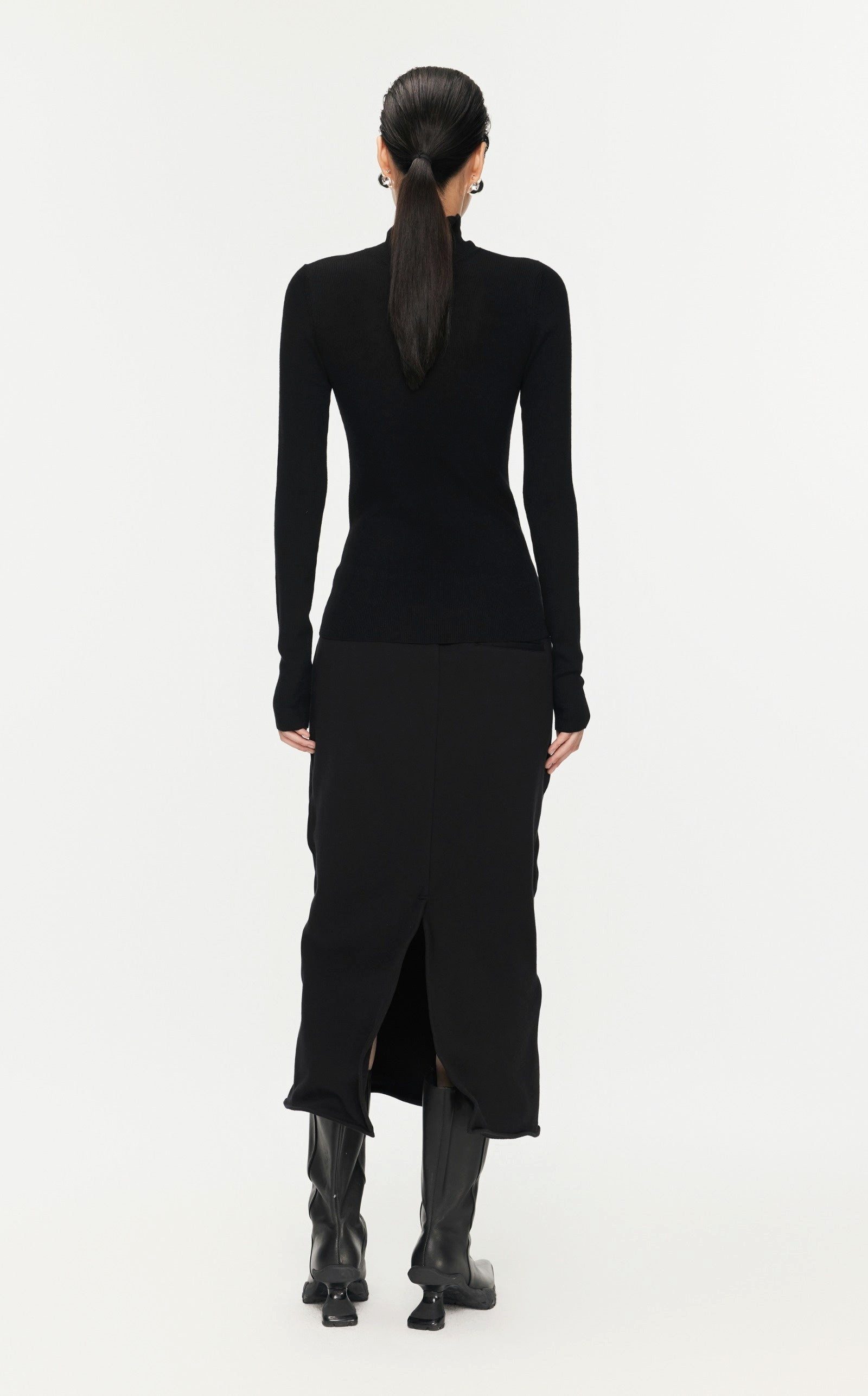 JNBY Strickpullover Damen Slim Strickpullover mit hohem Stehkragen Schwarz günstig online kaufen