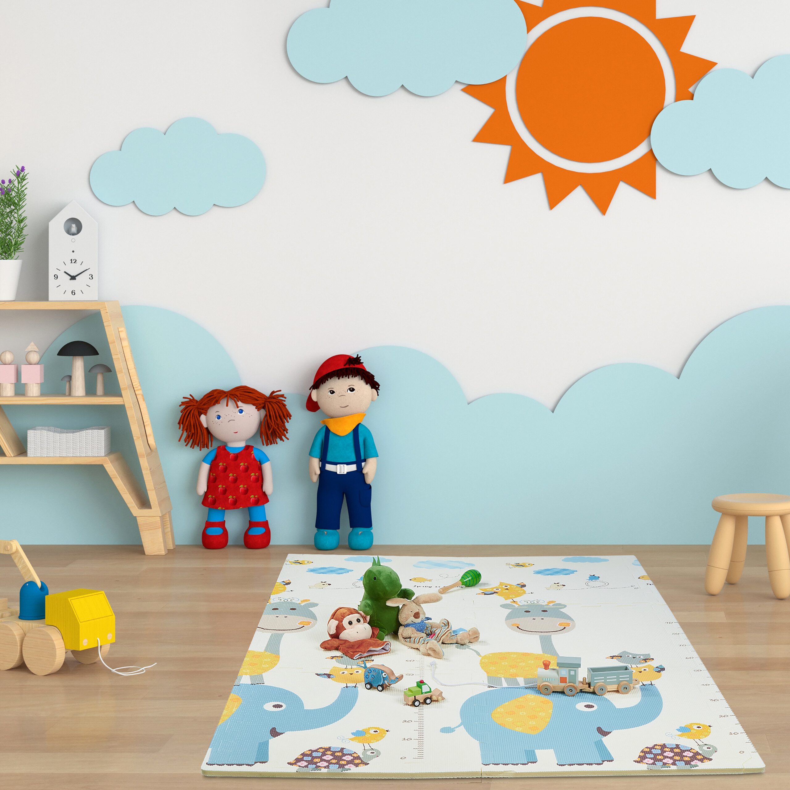 relaxdays Spielmatte Puzzlematte Duo: Eule / Elefanten (6x Puzzleteile, 10x günstig online kaufen