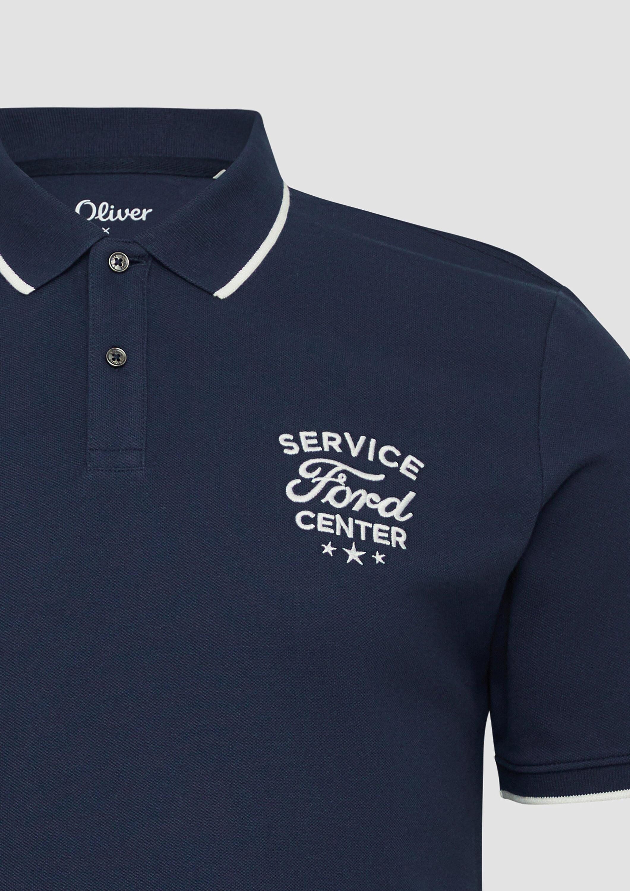 s.Oliver Kurzarmshirt Polo-Shirt Poloshirt aus Piqué mit Stickerei und Ford®-Artwork