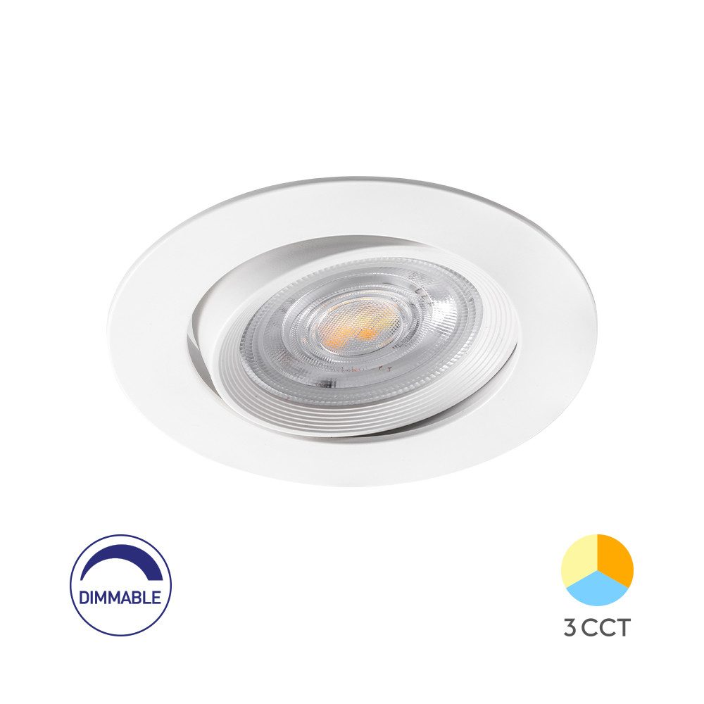 Braytron LED Einbaustrahler Rund 7W Dimmbar schwenkbar 3in1 Farbwahl Spot Einbauleuchte, LED fest integriert, Neutralweiß, Kaltweiß, Warmweiß, Energieeffizient, Flimmerfrei, Schwenkbar, Dimmbar, Farbwechsel