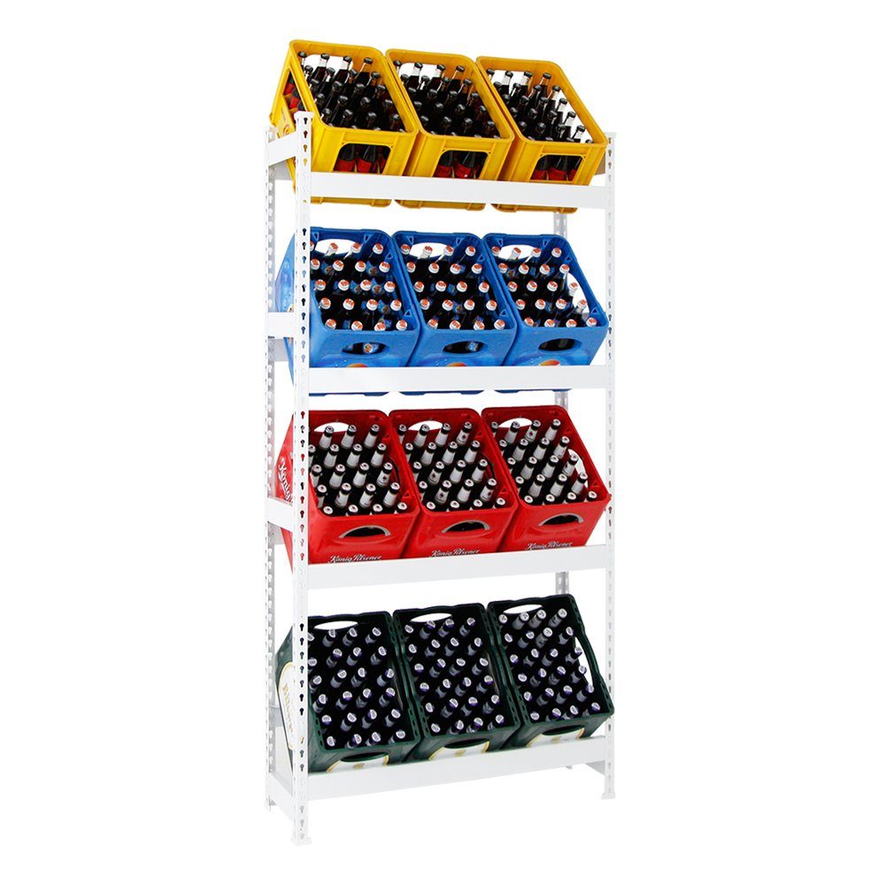 PROREGAL® Standregal Getränkekistenregal High Camel, HxBxT 200x40-100x30cm, in 3 Farben, Getränkeregal, 4 Ebenen für 4-12 Kisten, 100kg Tragkraft pro Ebene, Selbstmontage