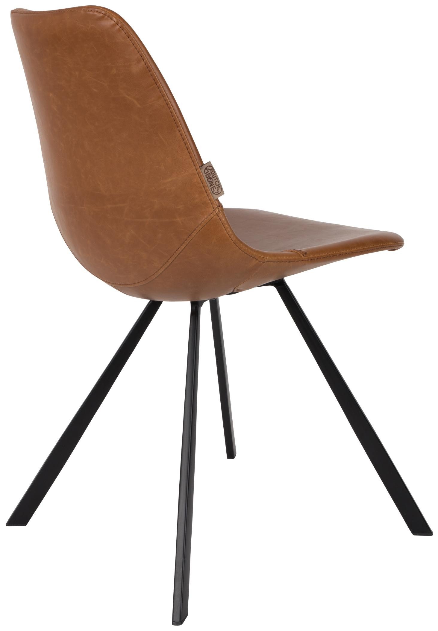 Dutchbone Schalenstuhl Esszimmerstuhl FRANKY Kunstleder Vintage braun von DutchBone