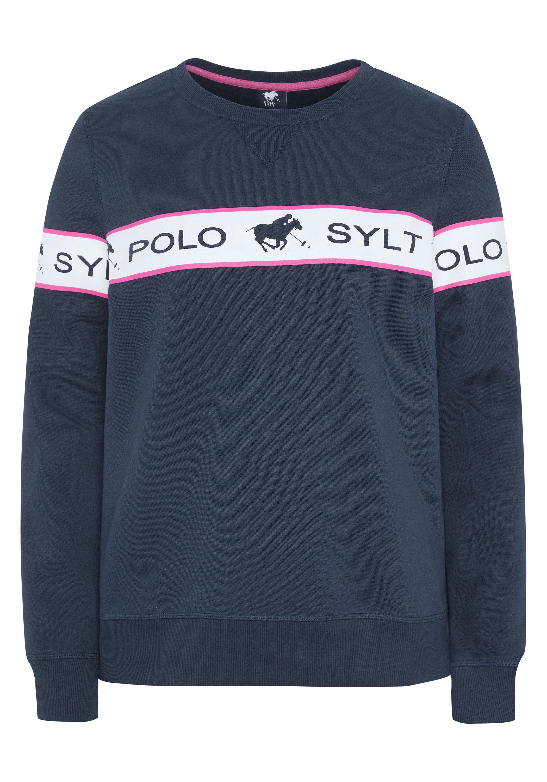 Polo Sylt Sweatshirt mit eingearbeitetem Logo-Kontraststreifen 19-4010 Total Eclipse