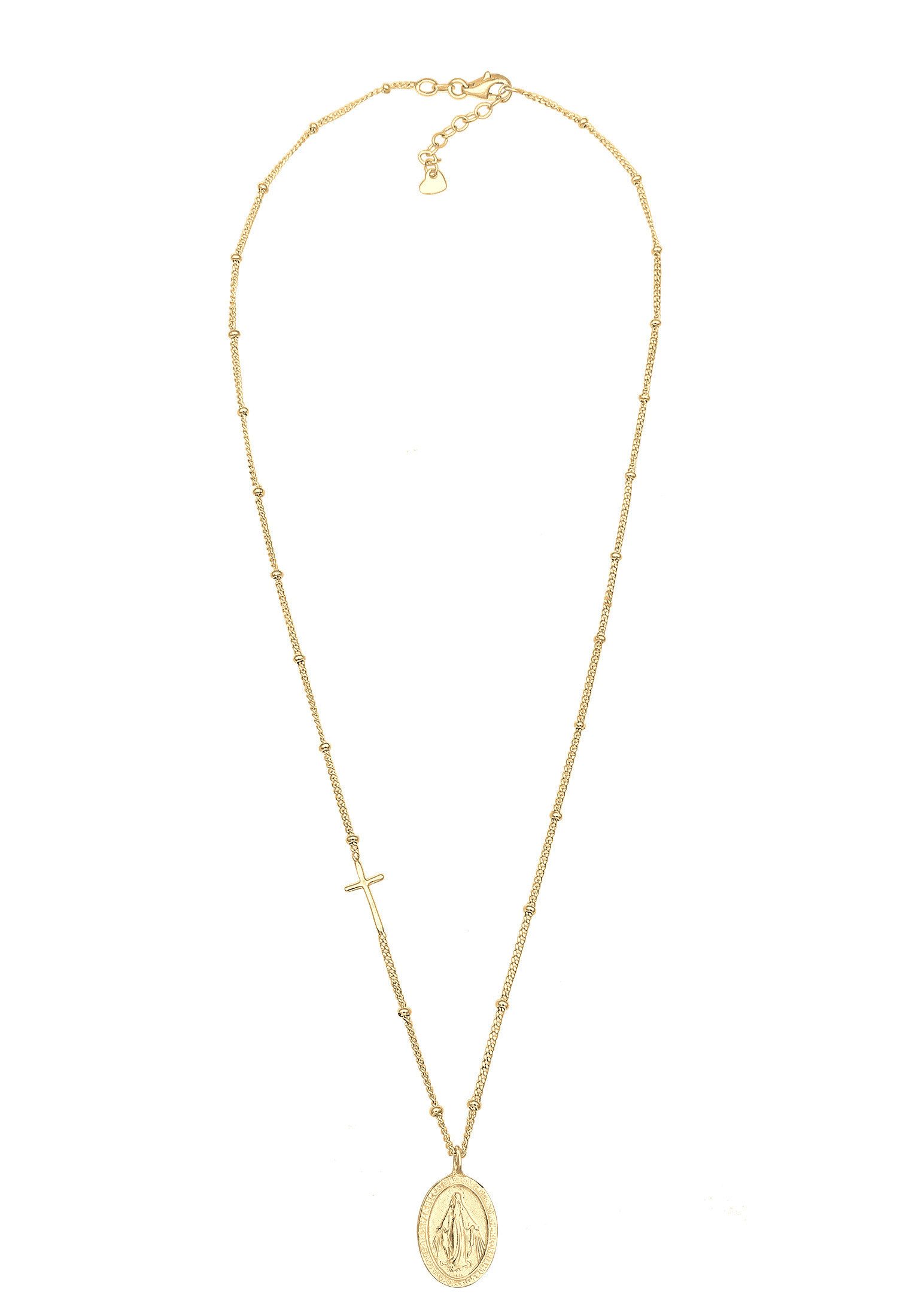 Elli Kette mit Anhänger Kugelkette Kreuz Marienbild 925 Sterling Silber günstig online kaufen