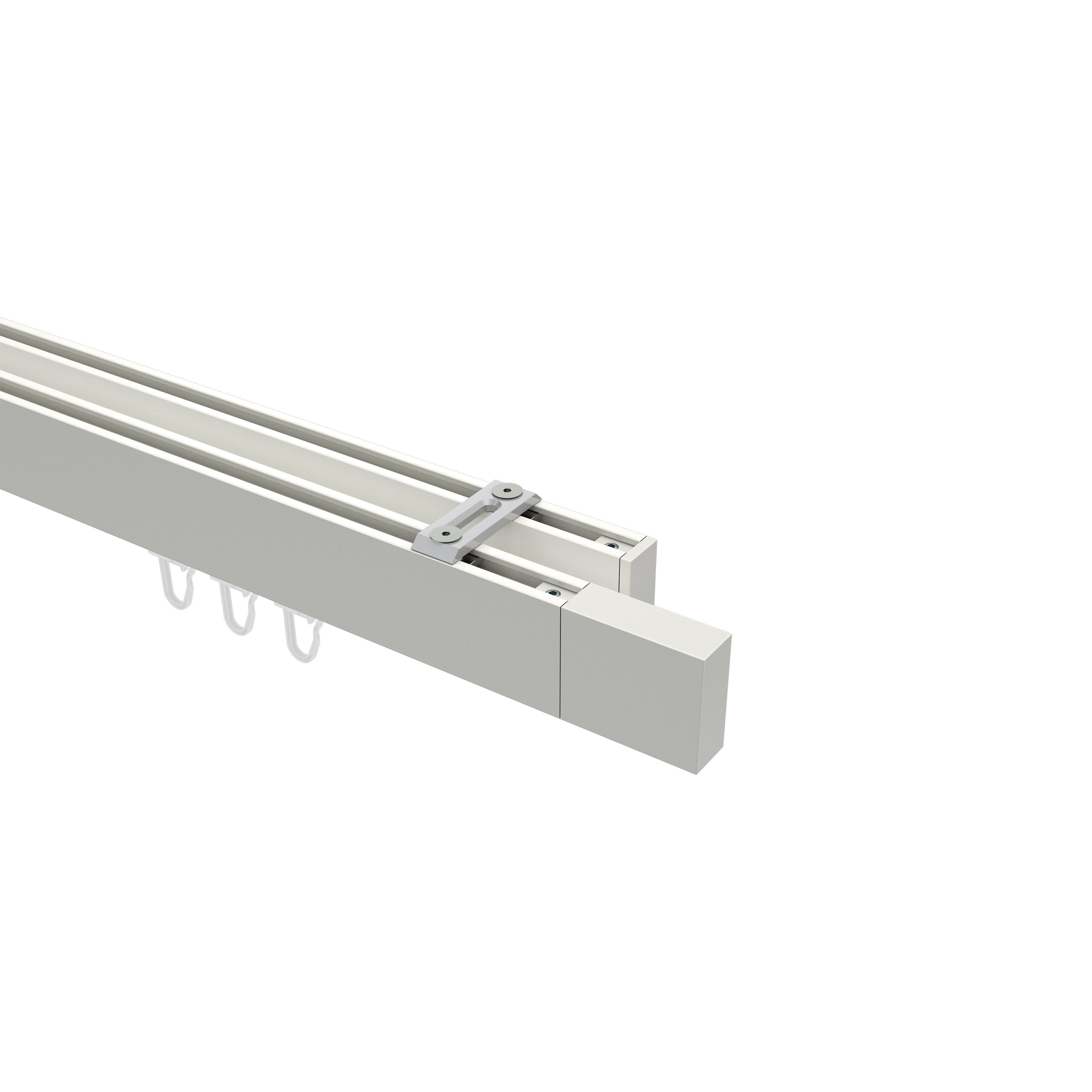 INTERDECO Gardinenstange Smartline Lox, 2-läufig, 14x35 mm, eckig, Deckenmontage, Weiß