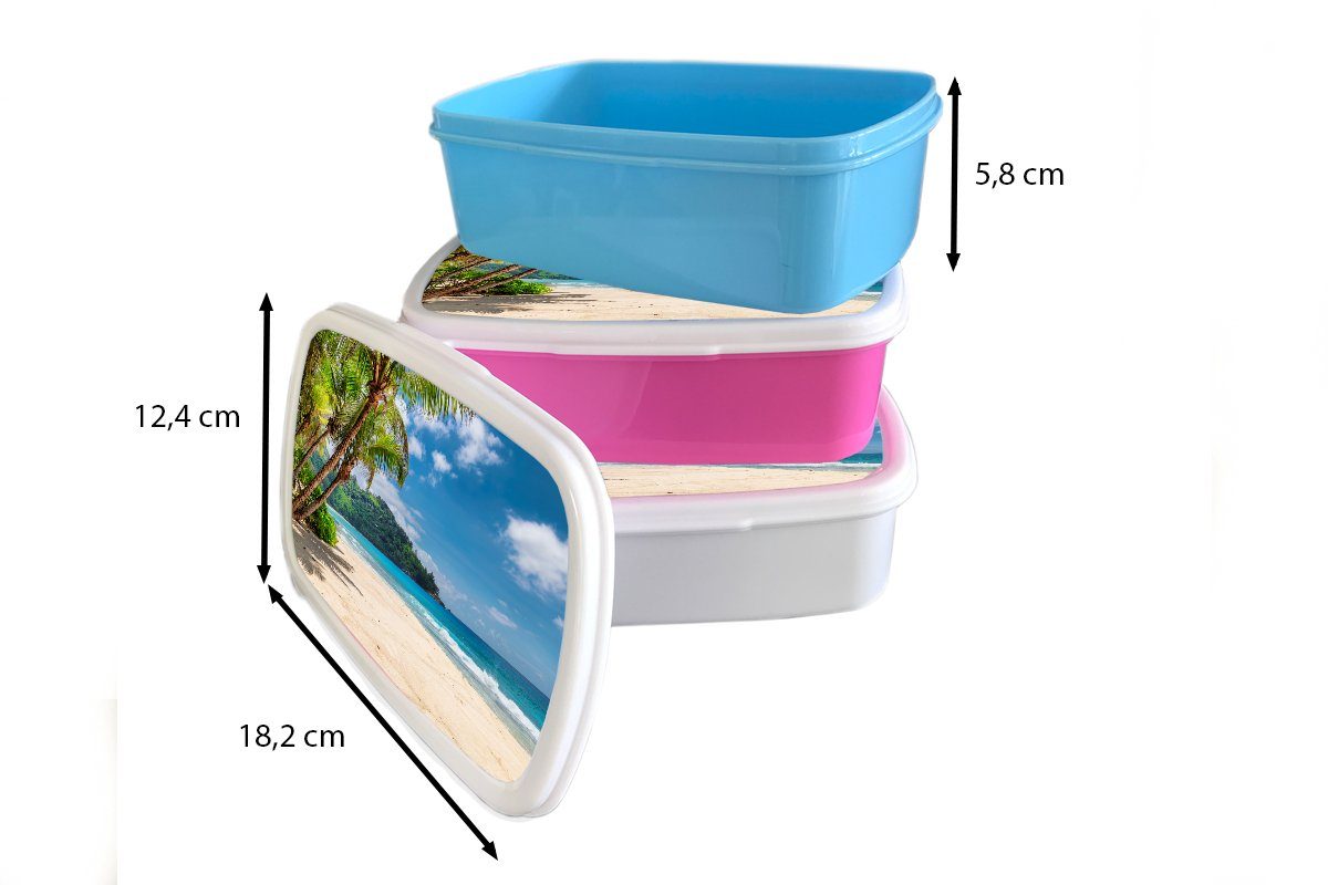 MuchoWow Lunchbox für und - - für Brotbox Erwachsene, Brotdose, Urlaub, - Insel Kinder Strand und weiß Mädchen Kunststoff, Meer Jungs (2-tlg)