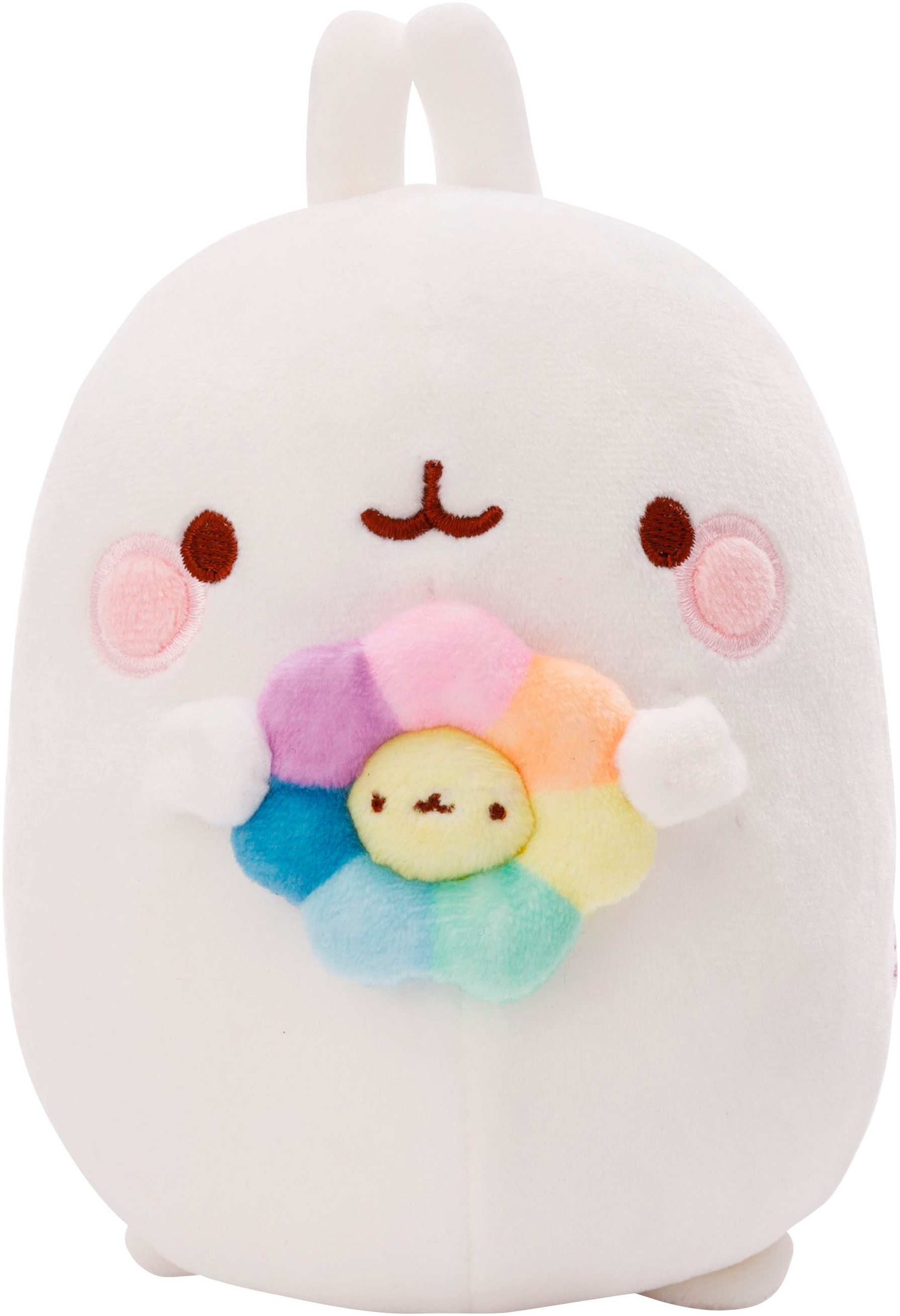Nici Kuscheltier Molang mit Regenbogenblume, 24 cm, in Geschenkverpackung