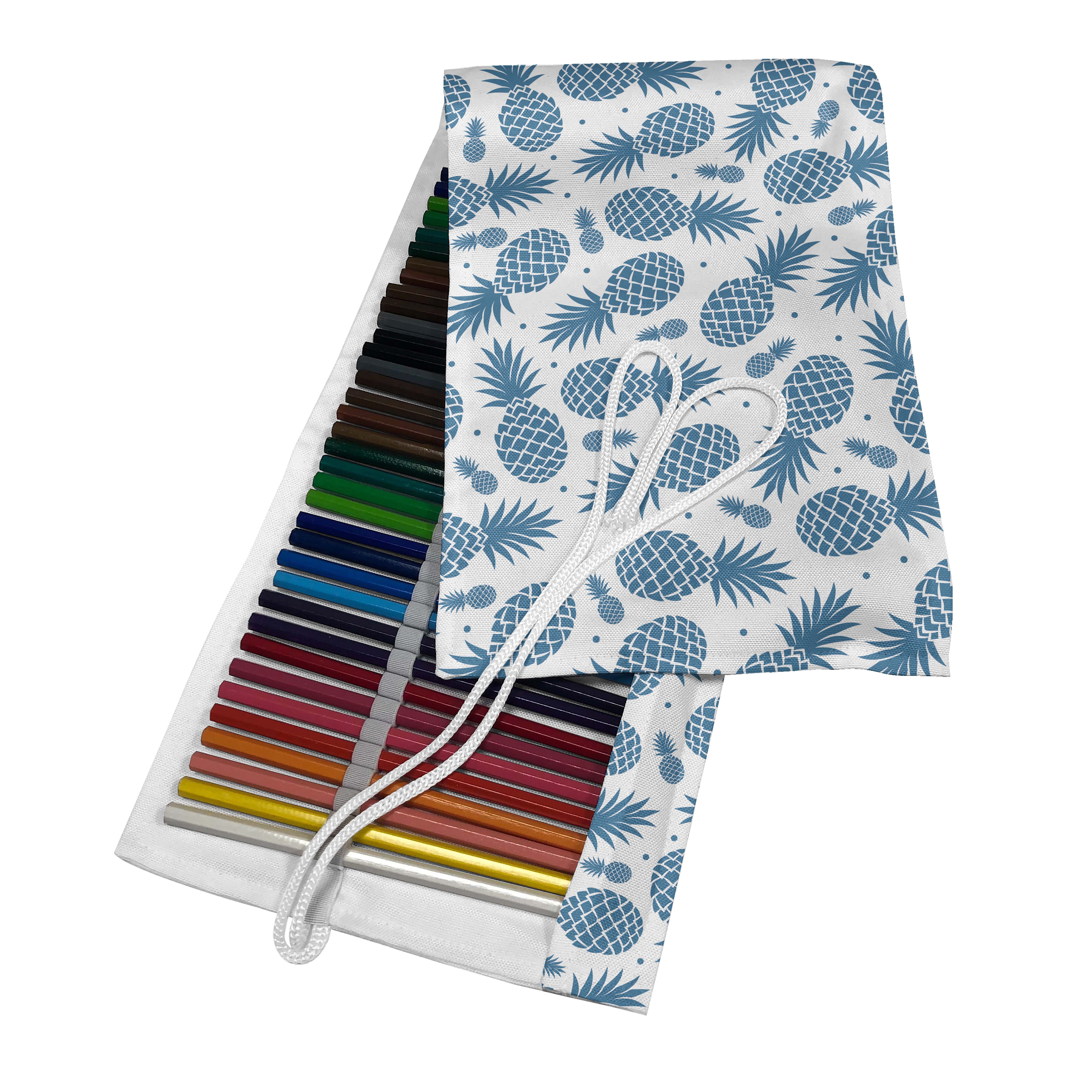 Abakuhaus Federmäppchen langlebig Blau Segeltuch Blau Stiftablage Organizer, Weiss Frucht-Ananas und tragbar Tropische