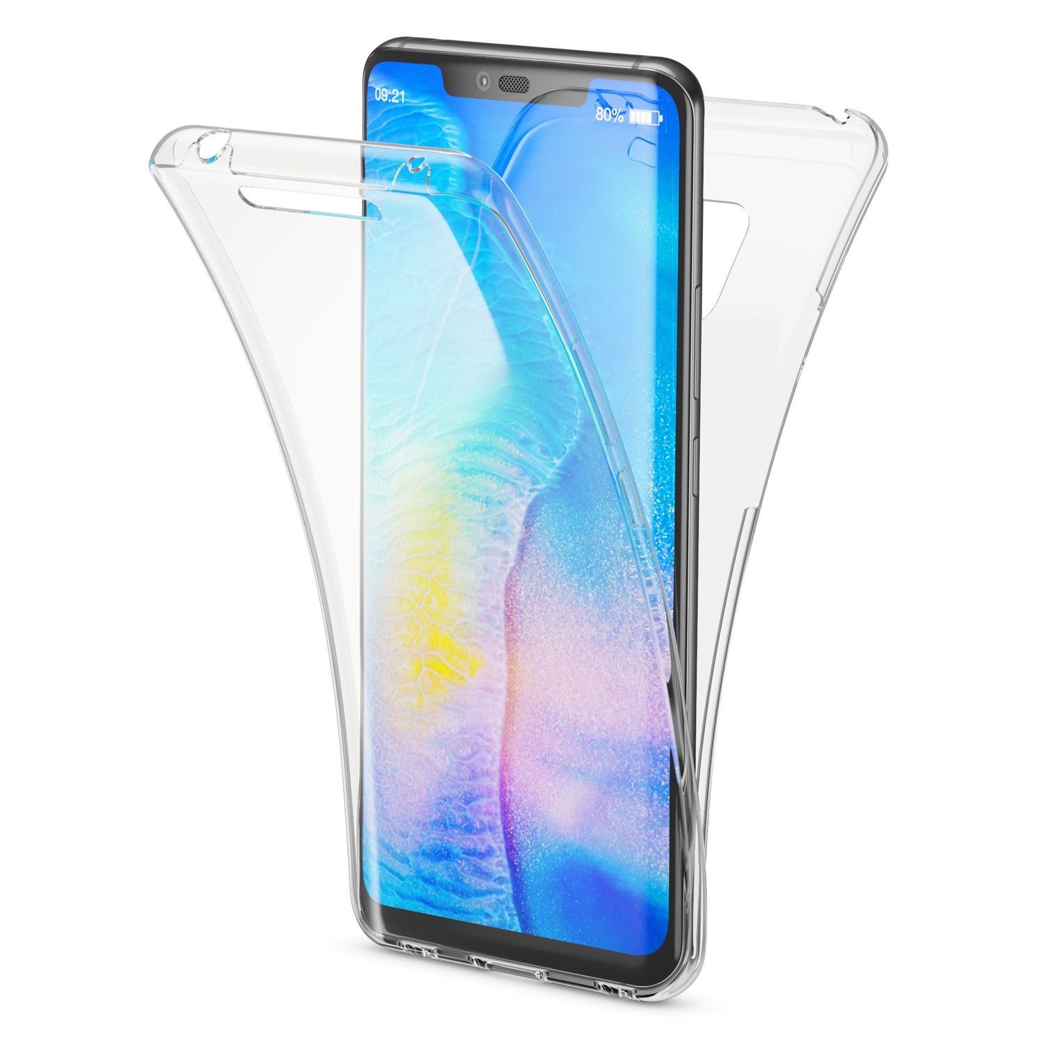 Nalia Smartphone-Hülle Huawei Mate 20 Pro, Transparente 360 Grad Silikon Hülle / Rundumschutz / Full Cover Etui