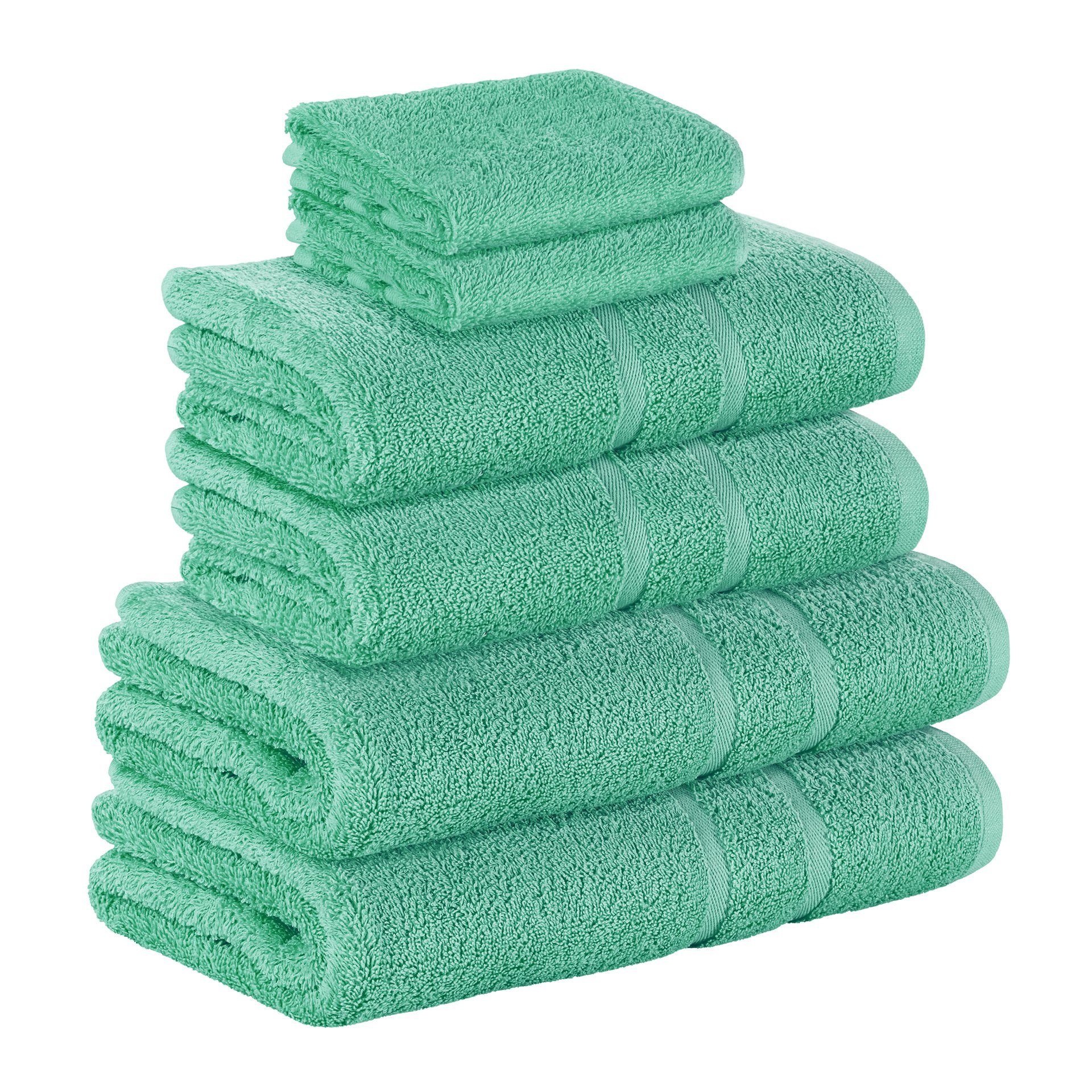 StickandShine Handtuch Set 2x Gästehandtuch 2x Handtücher 2x Duschtücher als SET in verschiedenen Farben (6 Teilig) 100% Baumwolle 500 GSM Frottee 6er Handtuch Pack, 100% Baumwolle 500GSM Smaragdgrün