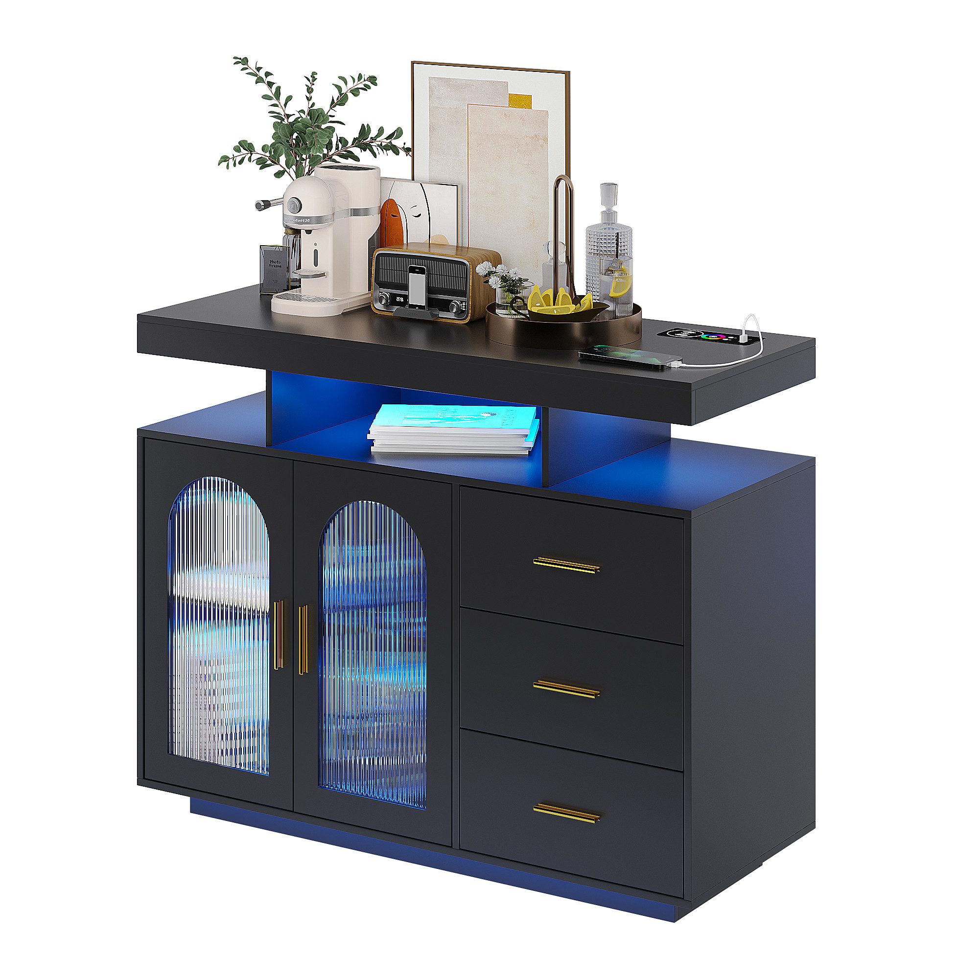 LVifur Sideboard Kabelloser Ladestation, Intelligenter RGB-Sensor, günstig online kaufen
