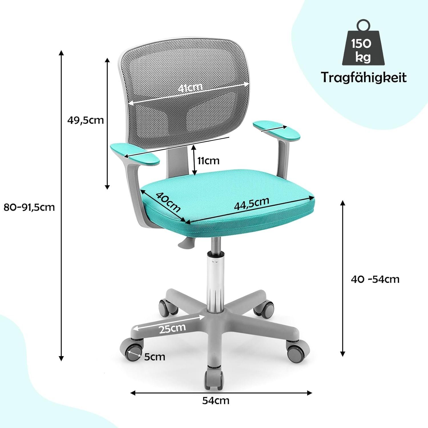 KOMFOTTEU Schreibtischstuhl Kinder, höhenverstellbar,bis 150kg günstig online kaufen
