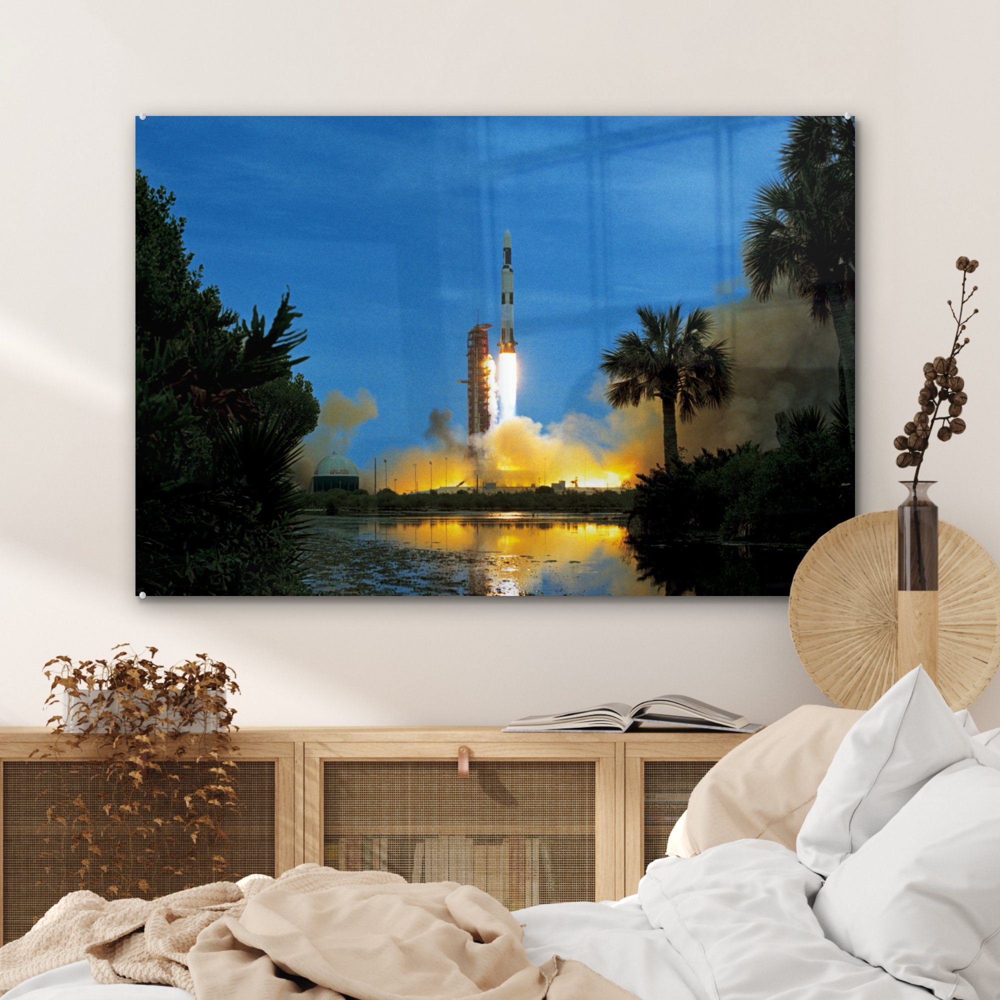 MuchoWow Acrylglasbild Törichter Wohnzimmer des Start Acrylglasbilder Shuttle, & Schlafzimmer Space (1 St)
