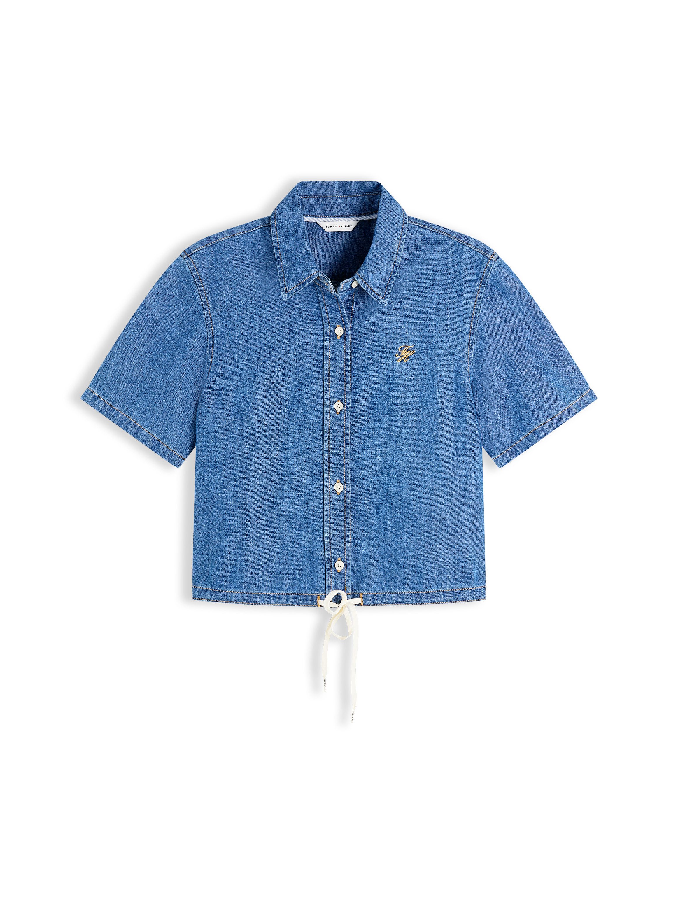 Tommy Hilfiger Jeansbluse BOXY TIE SHIRT MIA SS Baumwolle – Bild 5 von 5