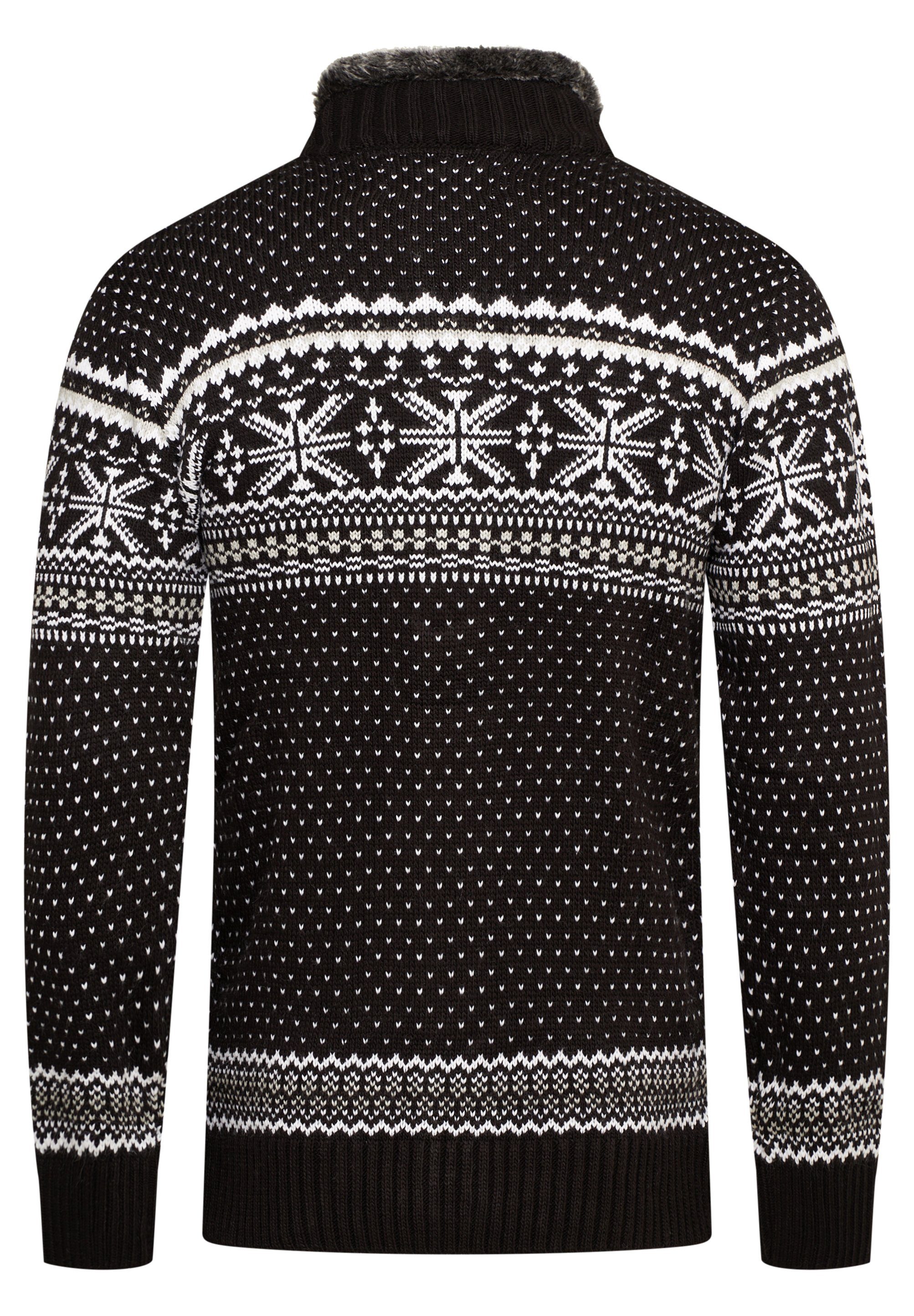 behype Cardigan BKIANA Strickjacke Grobstrick Norweger-Muster günstig online kaufen