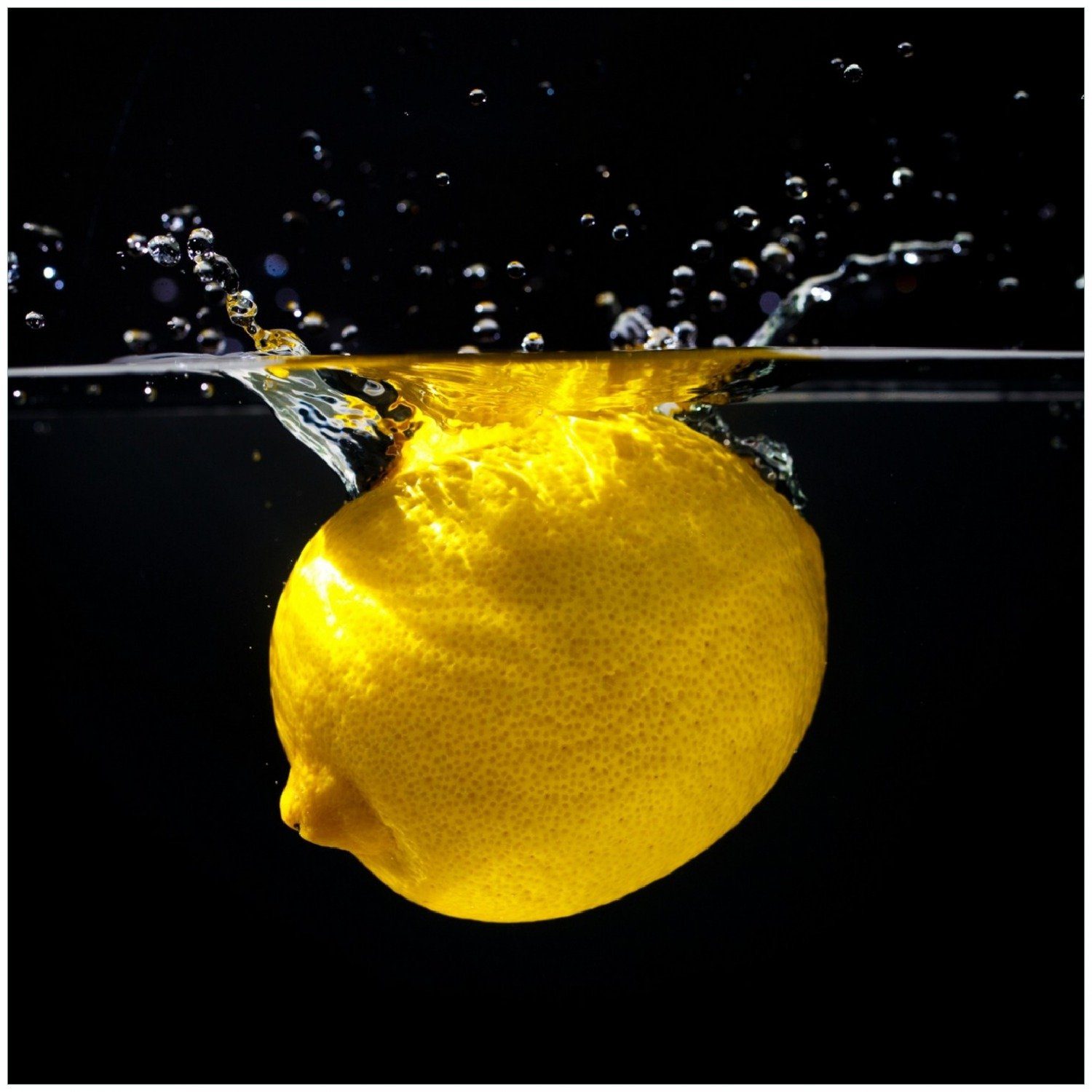 Wallario Memoboard Zitrone im Wasser die - für Frisches Küche Obst