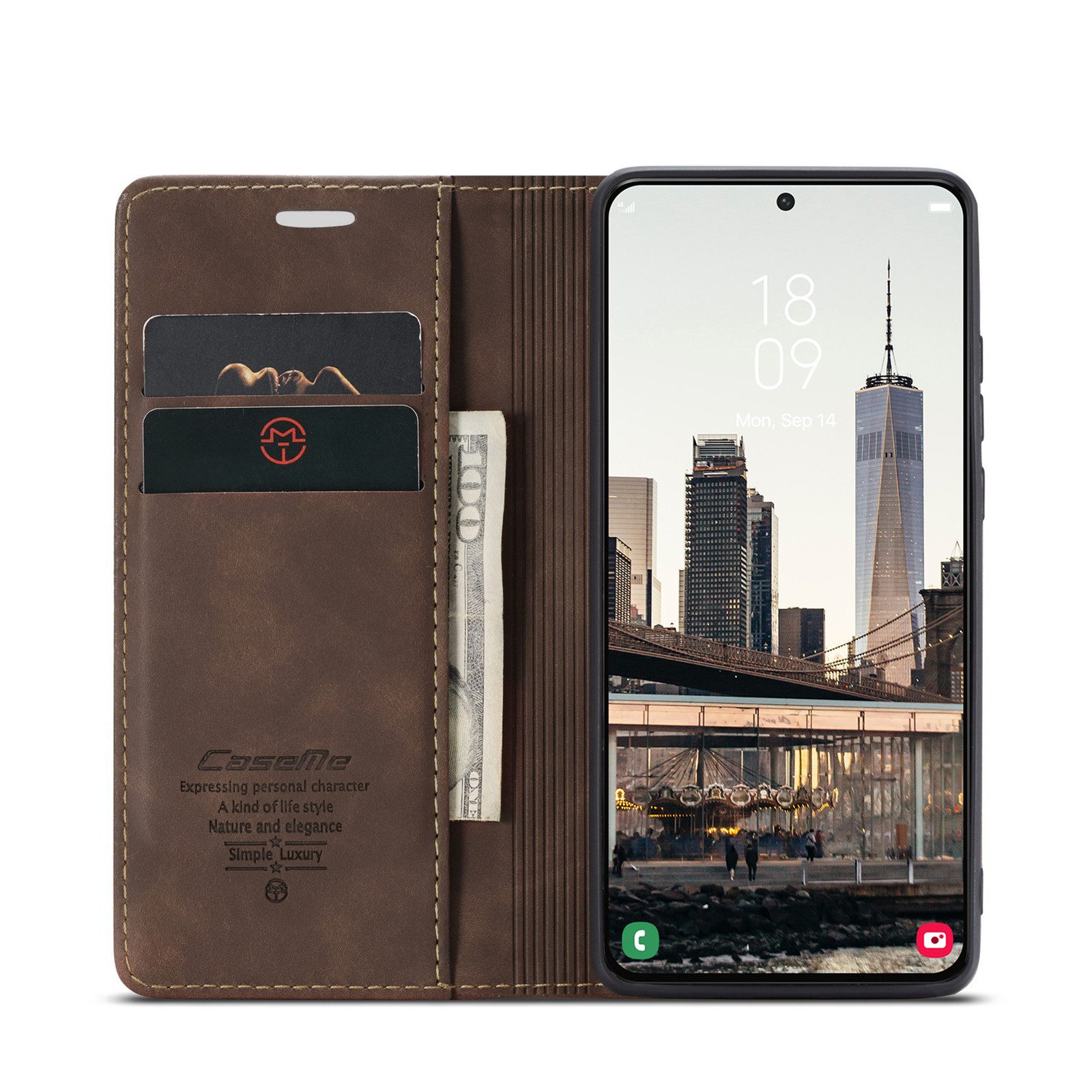 CaseMe Handyhülle Hülle für Google Pixel Klapphülle Google Pixel 8 Pro Dunkelbraun