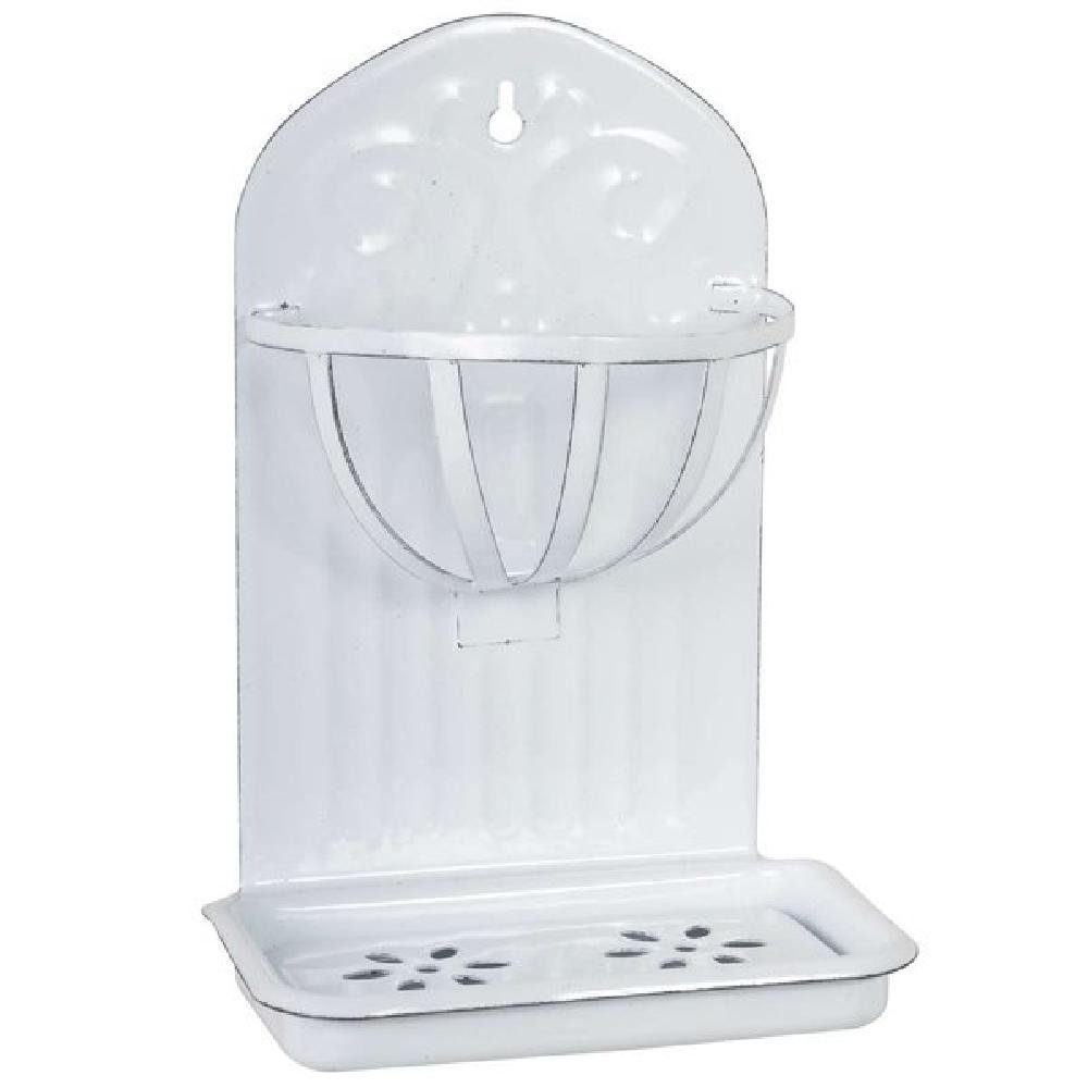 Ib Laursen Waschtisch-Set Ib Laursen Seifenschale mit Korb Emaille Weiß günstig online kaufen