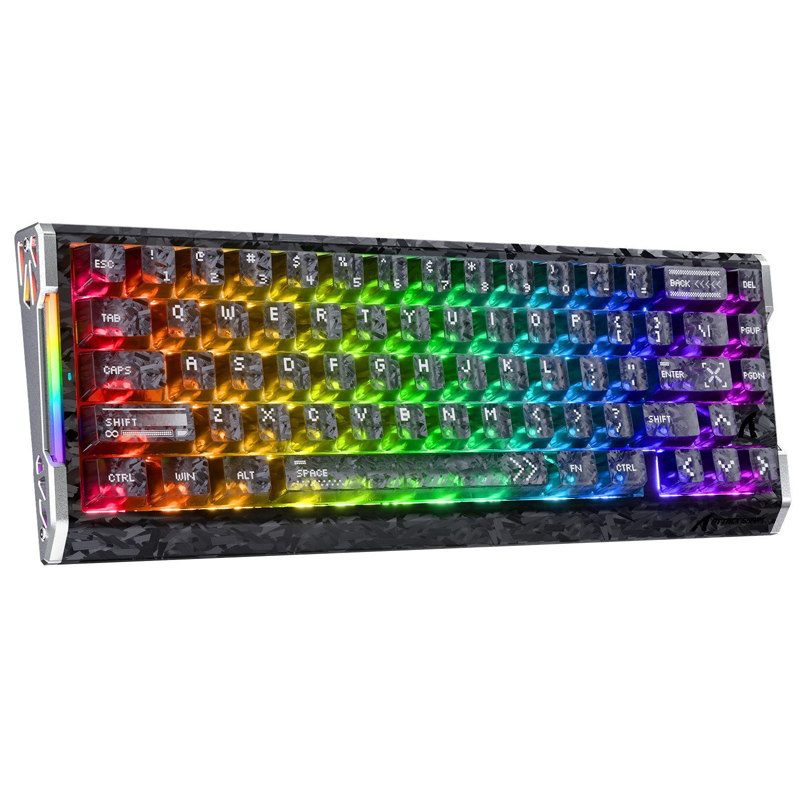 ATTACK SHARK R68 HE 8000Hz Kohlefaser Rapid Trigger Gaming-Tastatur, 0,005mm RT Gaming-Tastatur (CNC-Aluminium,60% RGB Kabelgebunden Hall-Effekt Magnetische Tastatur)