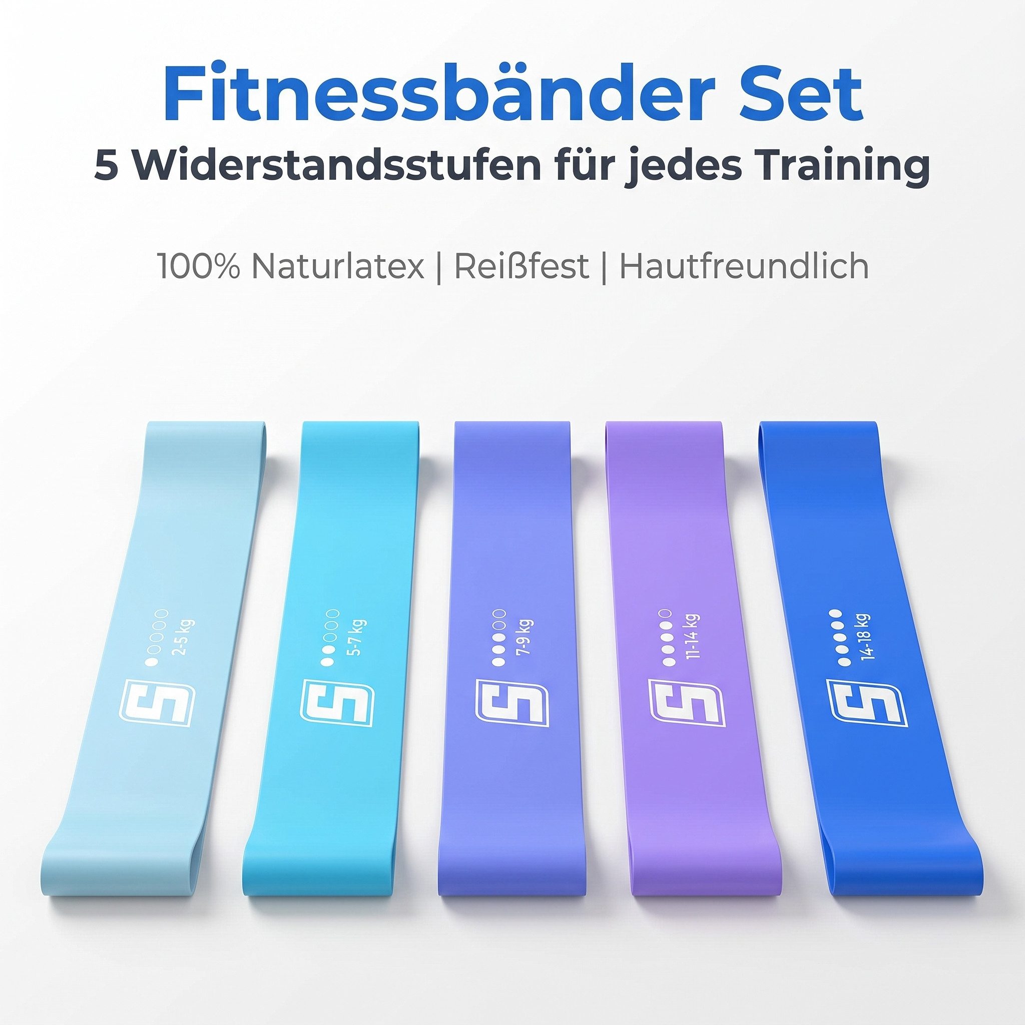 SURFOU Stretchband Fitnessbänder Set 5er Widerstandsbänder für Training und Yoga, für vielseitiges Training,Yoga, Gymnastik, Krafttraining