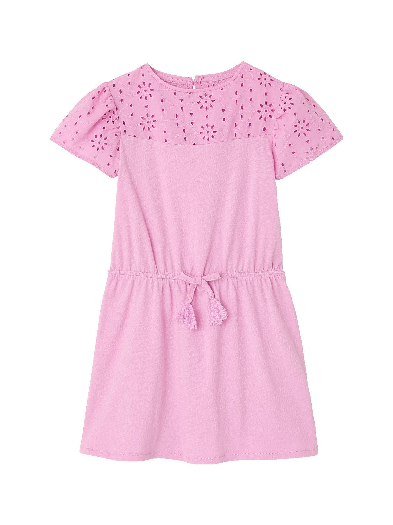 vertbaudet Minikleid Mädchen Kleid mit Lochstickerei Lochstickerei
