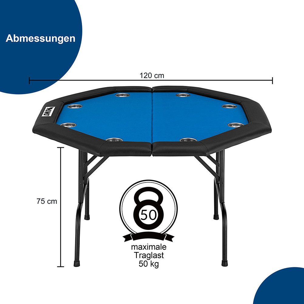 MUWO Spieltisch Klappbarer Pokertisch für 8 Spieler