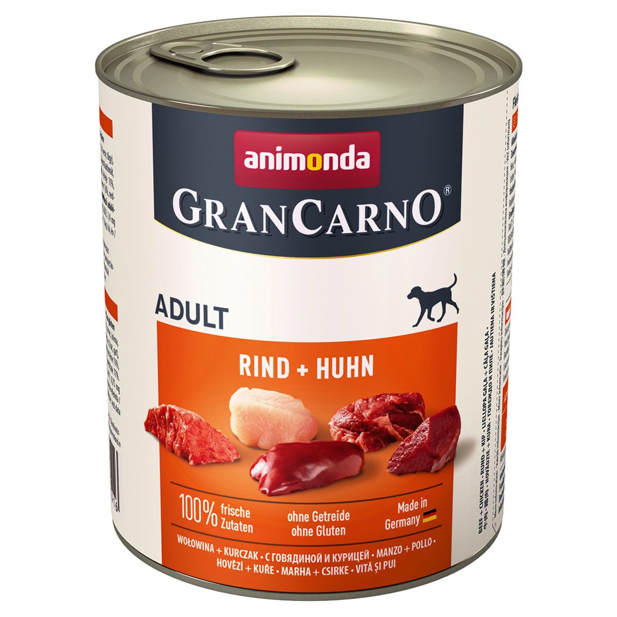 Animonda GranCarno Adult Rind + Huhn 800 g - 6 Stück, Nassfutter für: Hund