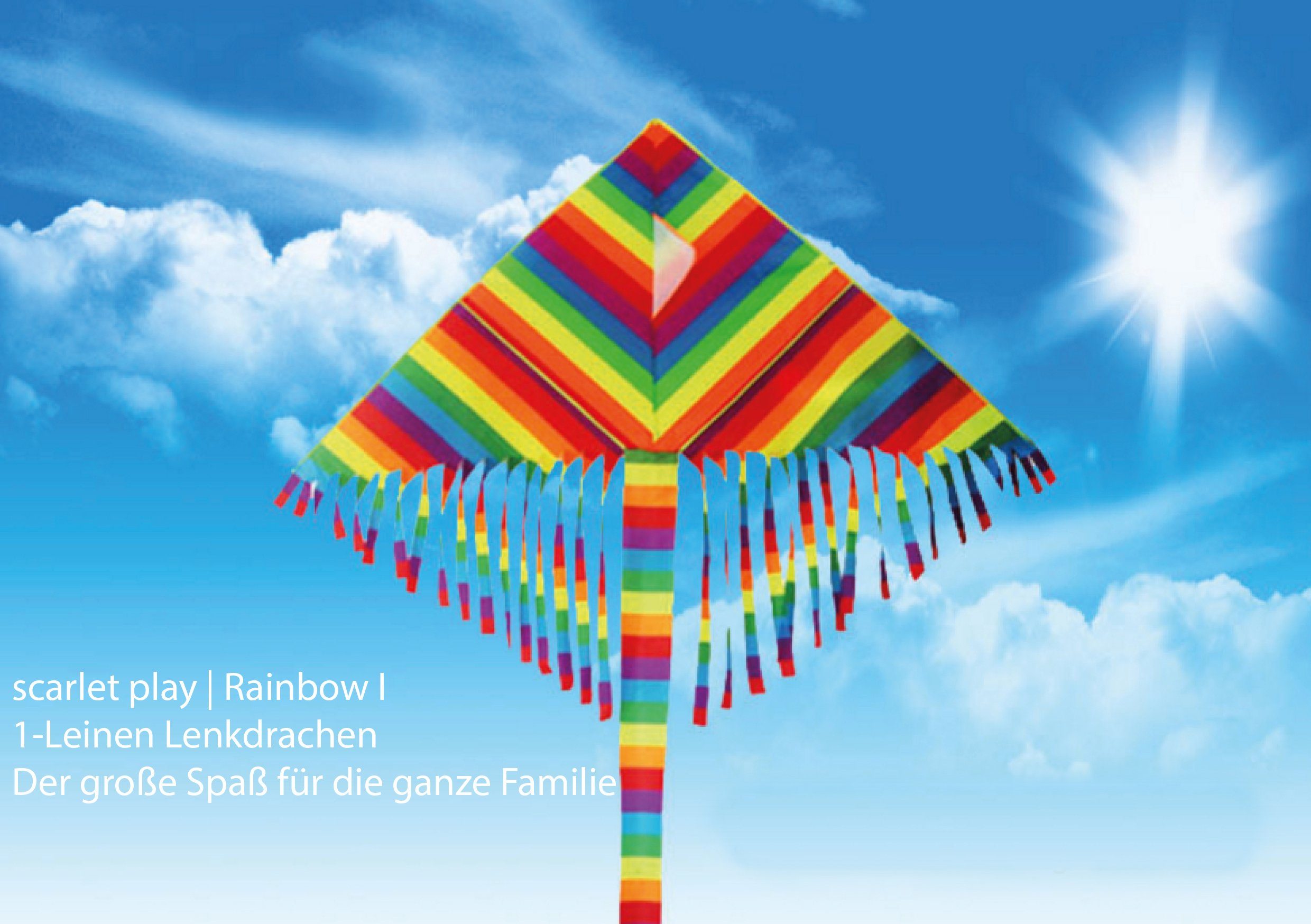 scarlet products Flug-Drache, scarlet play Einleiner Lenkdrachen »Rainbow I« Größe 60x 120 cm