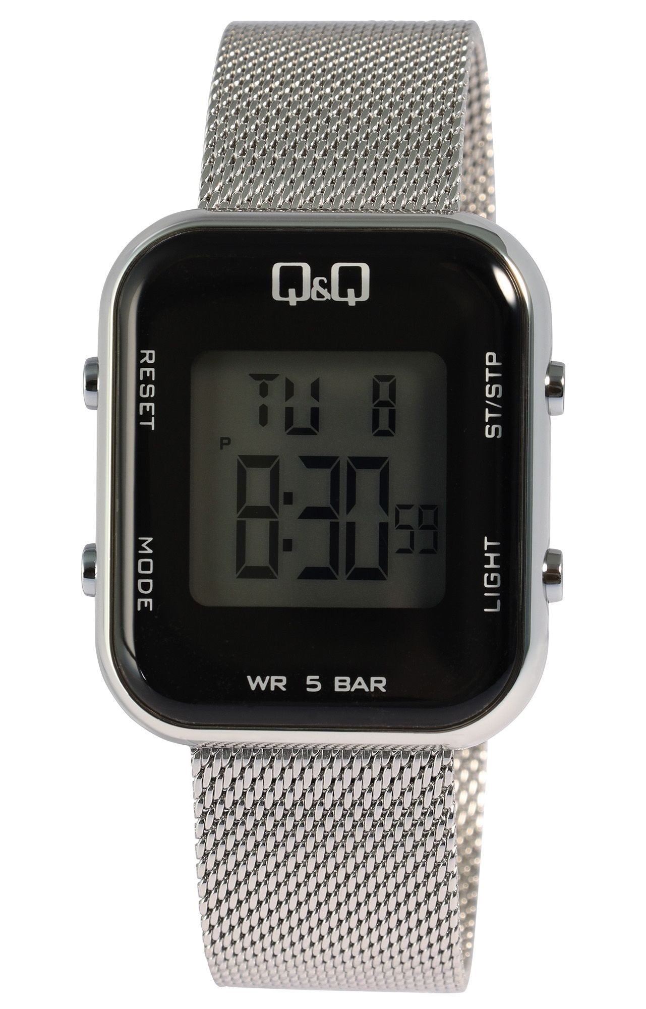 Q&Q Quarzuhr M207J010Y Q&Q Digitaluhr für Damen mit Meshband, Dual Time, 5