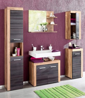 welltime Badspiegel Carcassonne, mit Rahmenoptik in Holztönen und 3 Ablagen