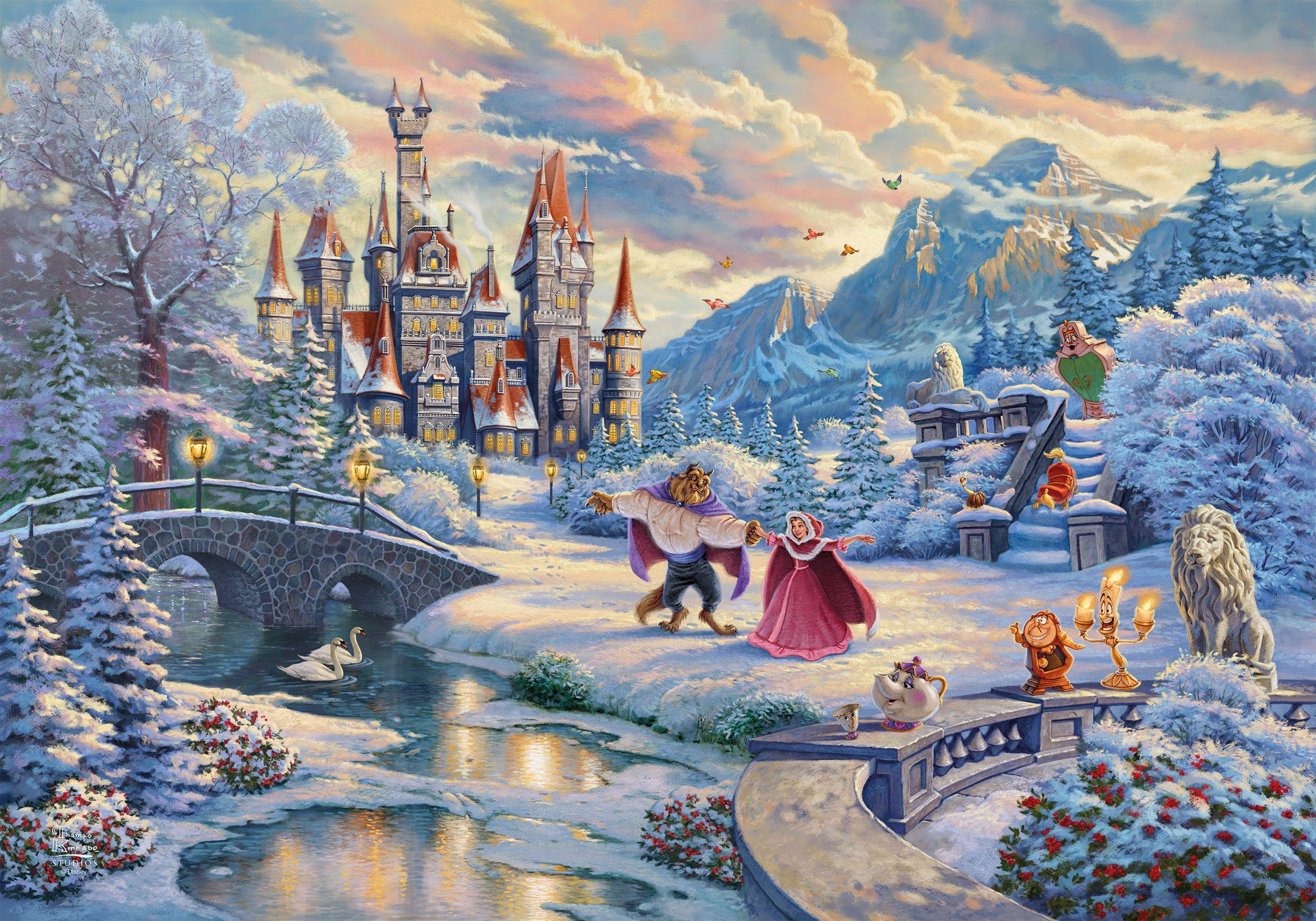 Schmidt Spiele Пазлы Disney, Die Schöne und das Biest, Zauberhafter Winterabend, 1000 Пазлыteile, Limited Christmas Edition