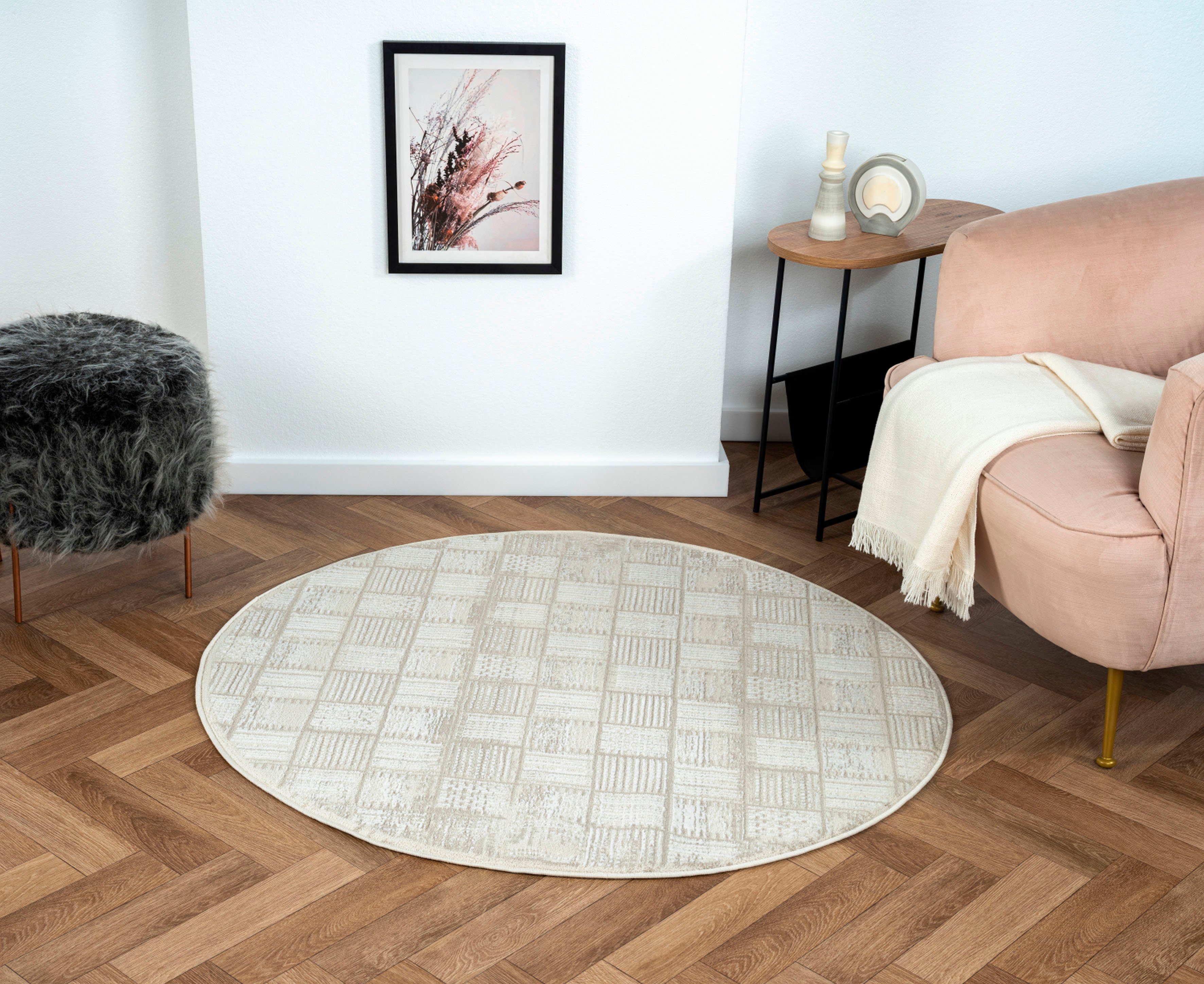 Myflair Möbel & Accessoires Teppich My House, LAGERRÄUMUNG!, rund, Höhe: 10 mm, Kurzflor, Retro-Style, besonders weich durch Microfaser
