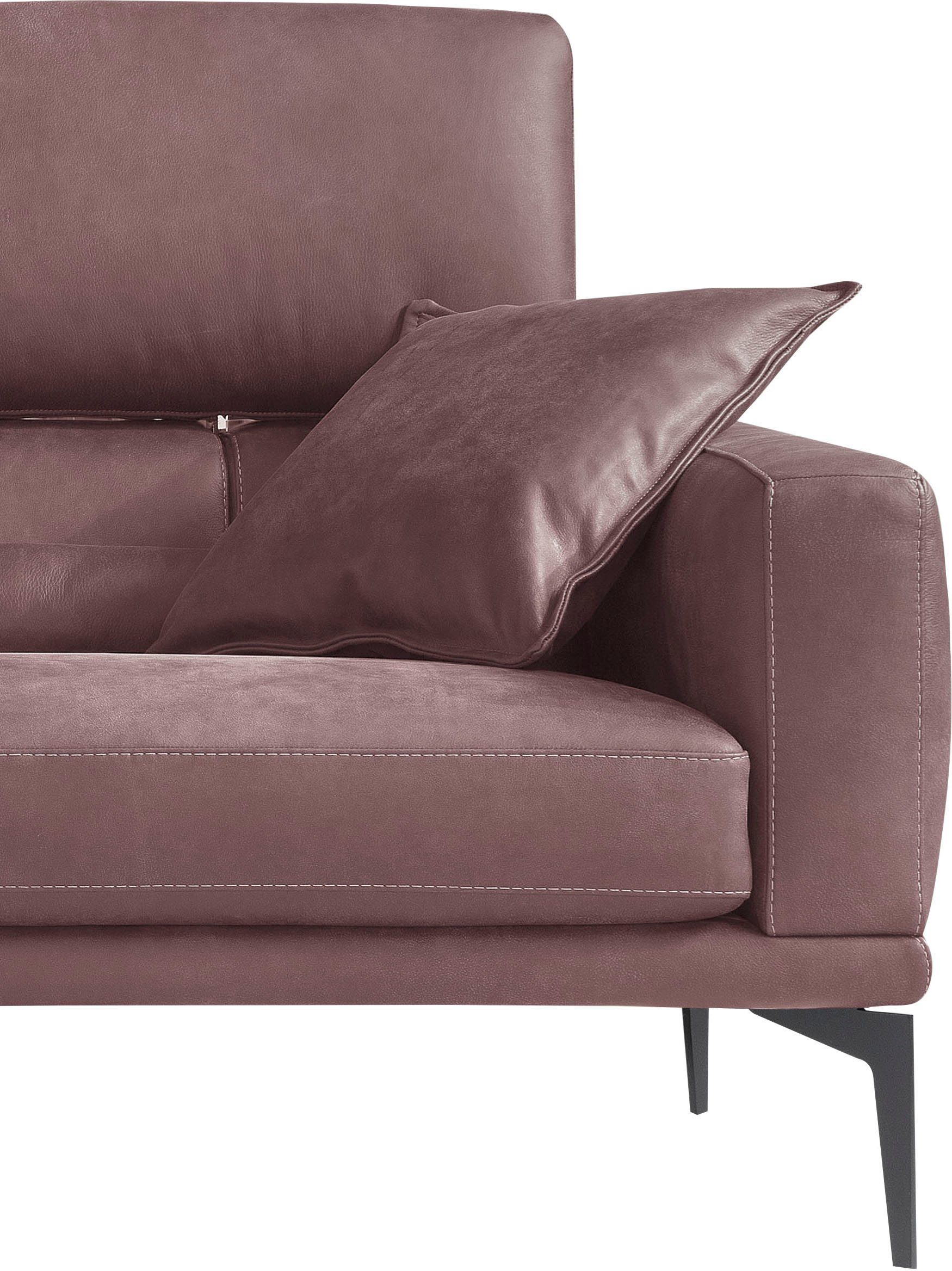 Egoitaliano 2,5-Sitzer Masu, Designsofa mit erstklassigem Sitzkomfort, Breite 218cm, inkl. 2 Kissenrollen, Rückenelemente manuell verstellbar, Metallfüße