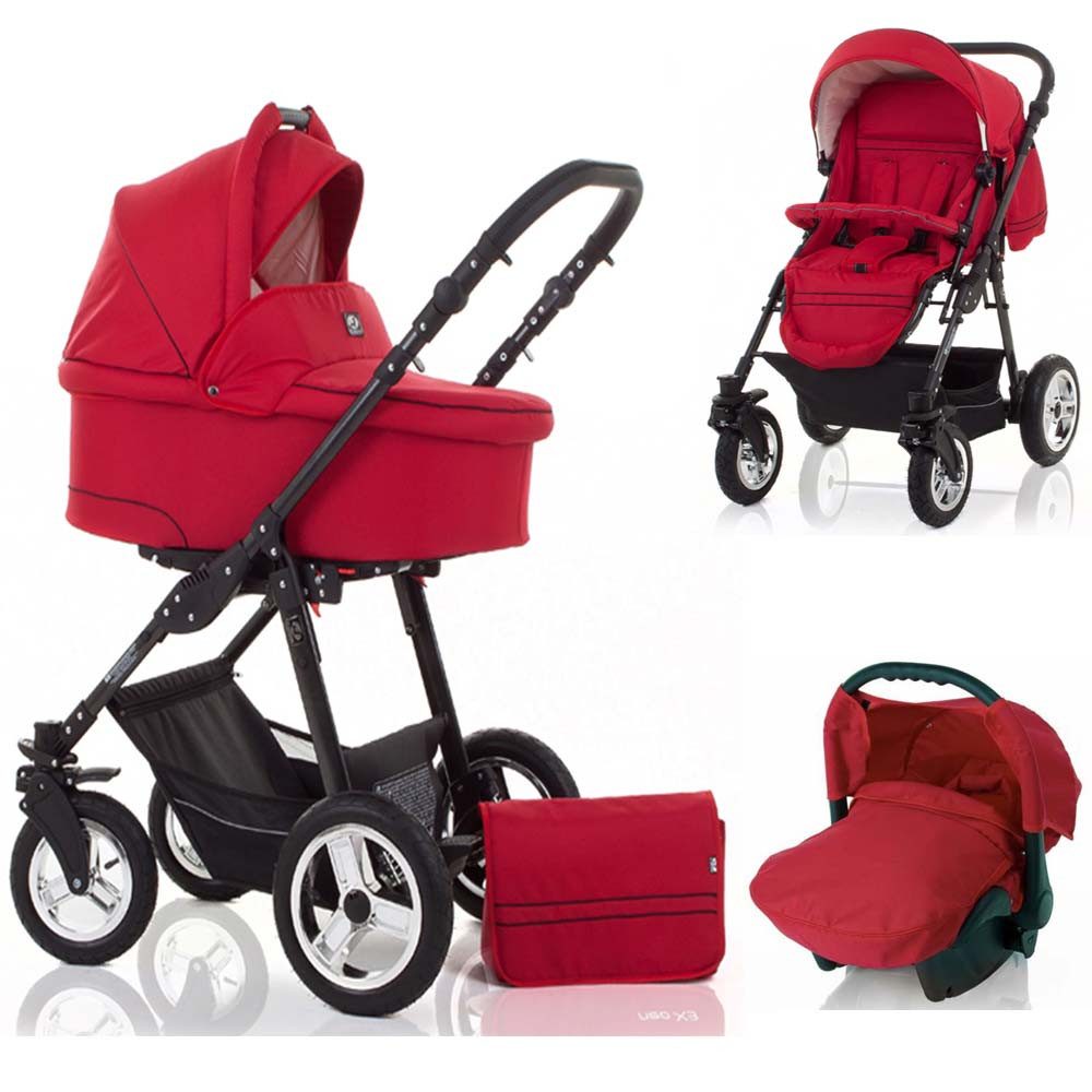 Kombi-Kinderwagen Leo 4 in 1 inkl. Sportsitz, Autositz und Zubehör in 20 Farben