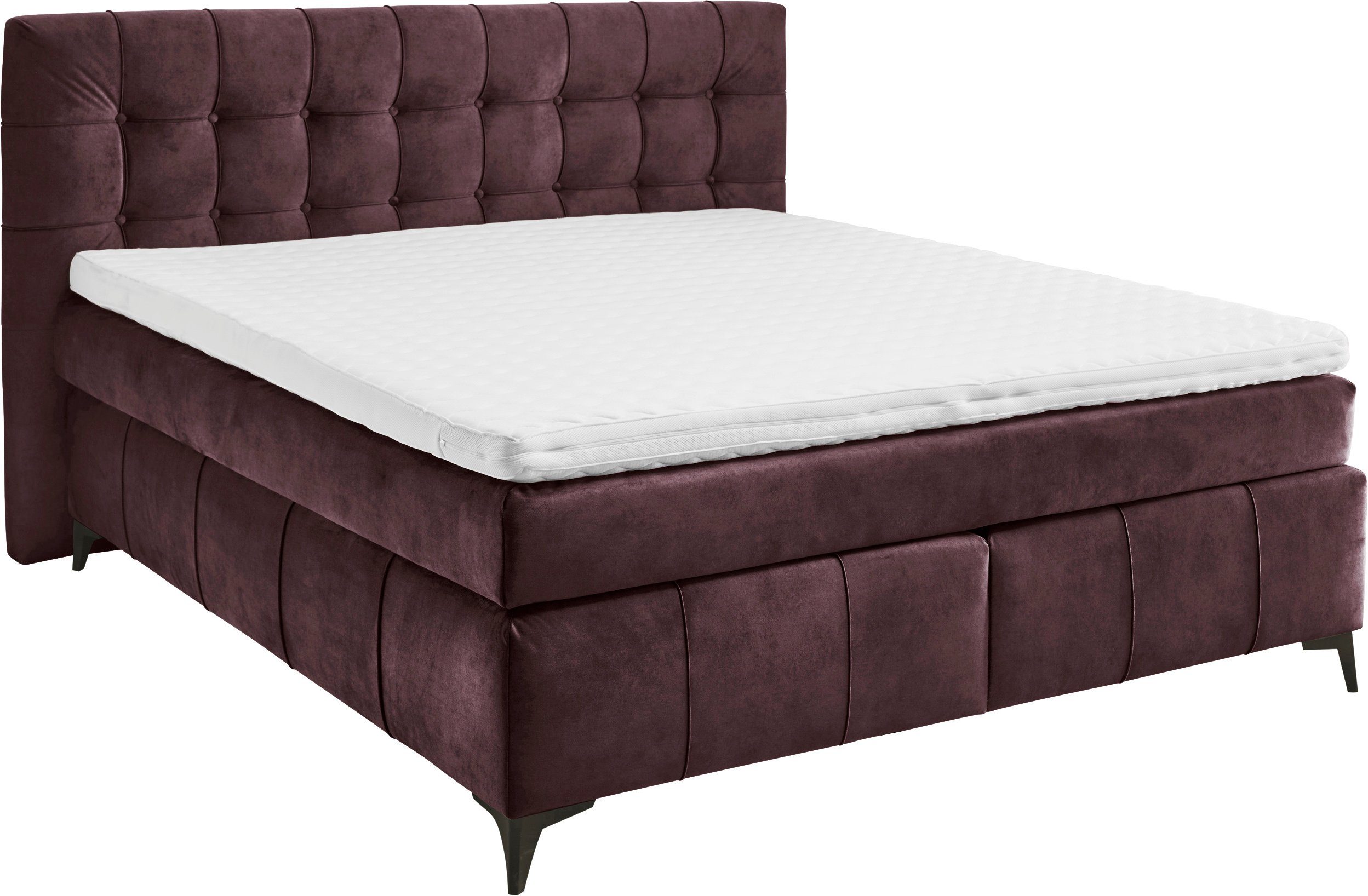 ED EXCITING DESIGN Kokosmatte, aubergine Duo-Matratze Oregon, Boxspringbett Filzabdeckung inkl. 