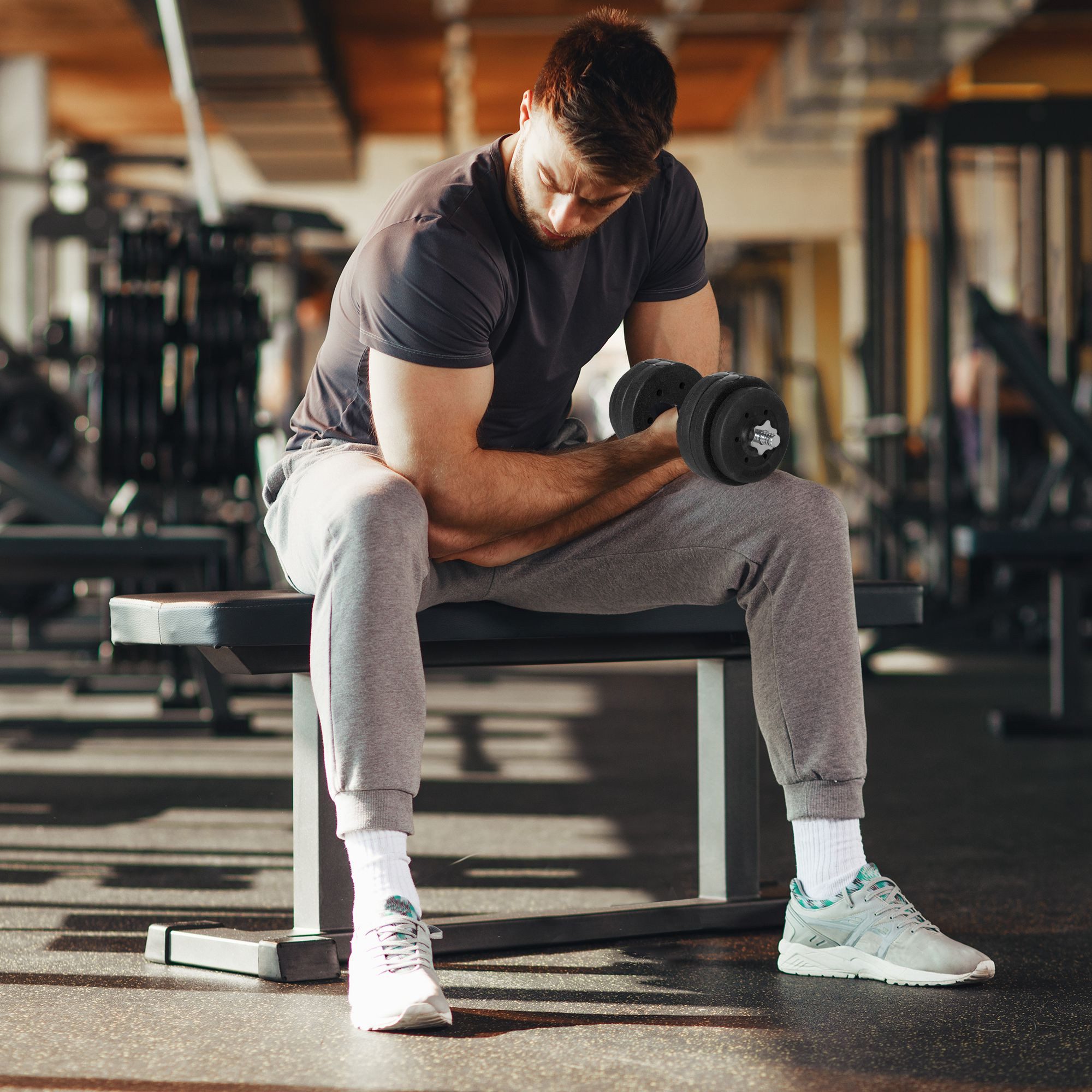 HOMCOM Hantel-Set 30KG mit Hantelscheiben Kunstleder, (Hantelset, Kurzhantel Set), für Zuhause Büro Fitnessstudio Stahl PU Schwarz Krafttraining
