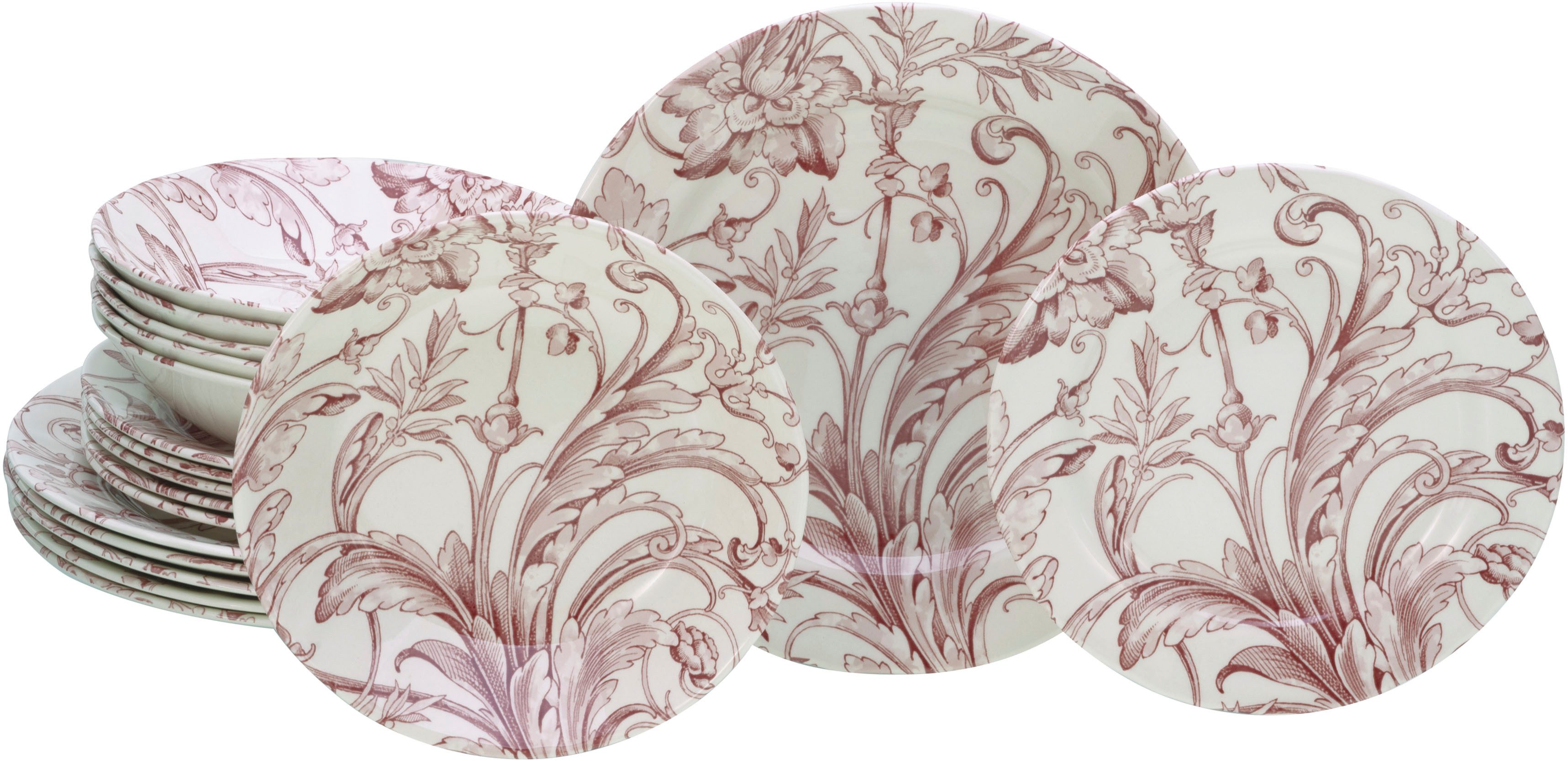 CreaTable Teller-Set Venecia, Tellerset 18-tlg (18-tlg), 6 Personen, Steingut, Traditionell, Nostalgie