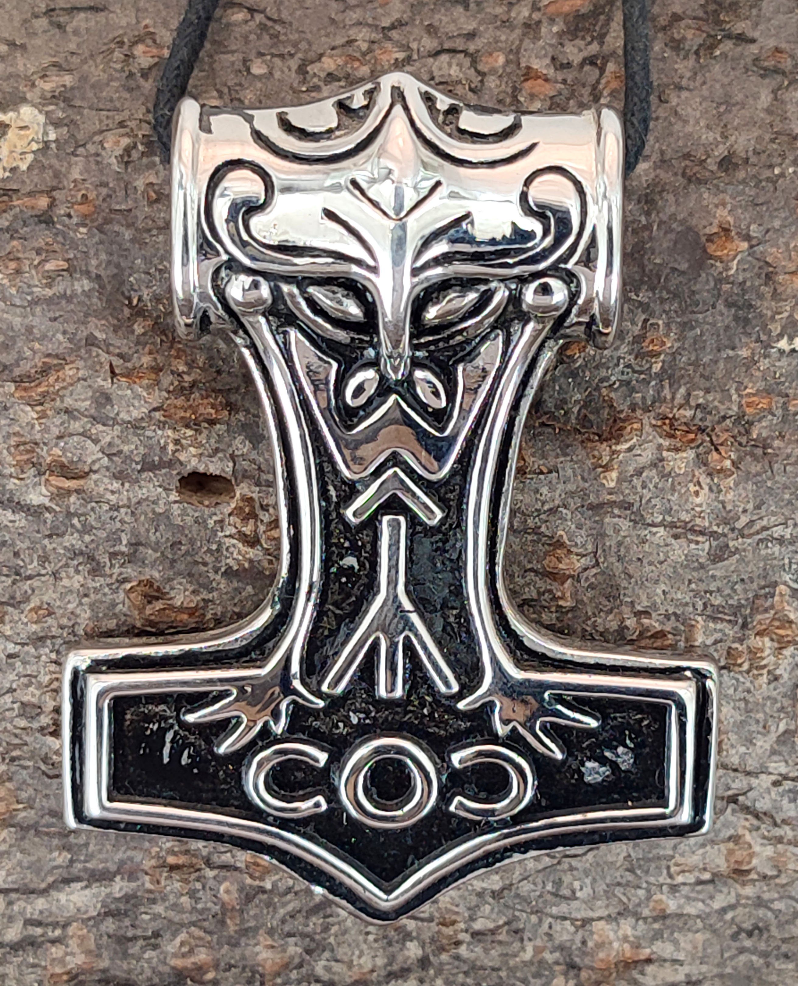 Kettenanhänger Mjölnir of Wikinger Hammer Leather Thor Kiss Anhänger massiver Edelstahl großer Thorshammer