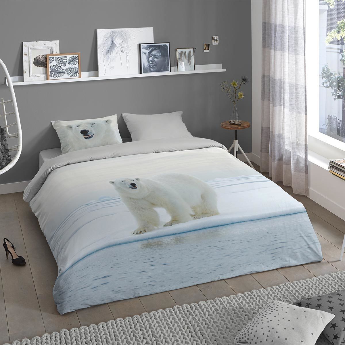 TRAUMSCHLAF Bettwäsche Eisbär, Flanell, 2 teilig, weiche warme Winterwäsche